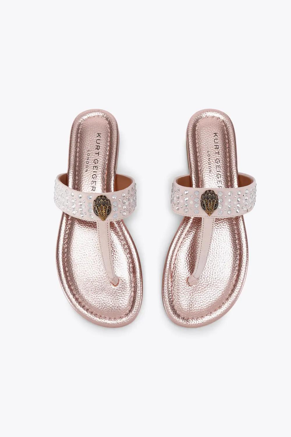 Sandalo Kensington Crystal T-Bar in pelle scamosciata 5385253209 /PINK Kurt Geiger London 