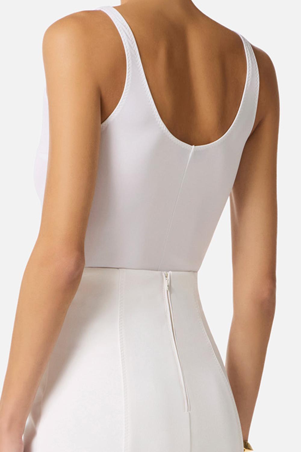 Body in jersey crêpe con dettagli logo BO034 62E2360 Elisabetta Franchi 