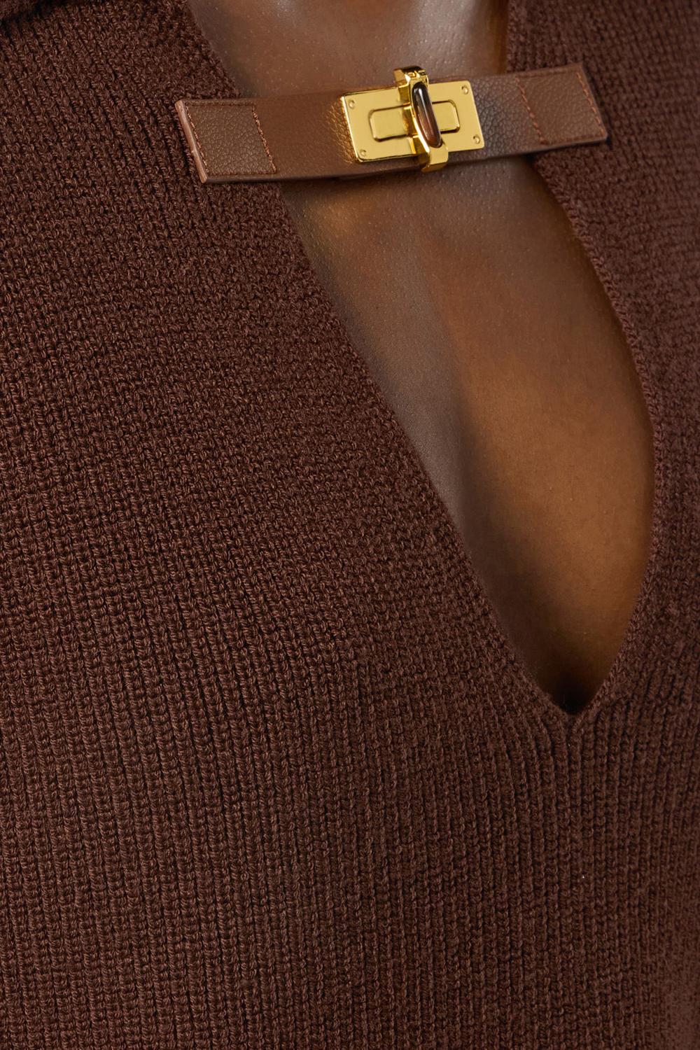 Maglia in misto lana con cinturino gioiello<BR/> MK06S 56E2EA3 Elisabetta Franchi 