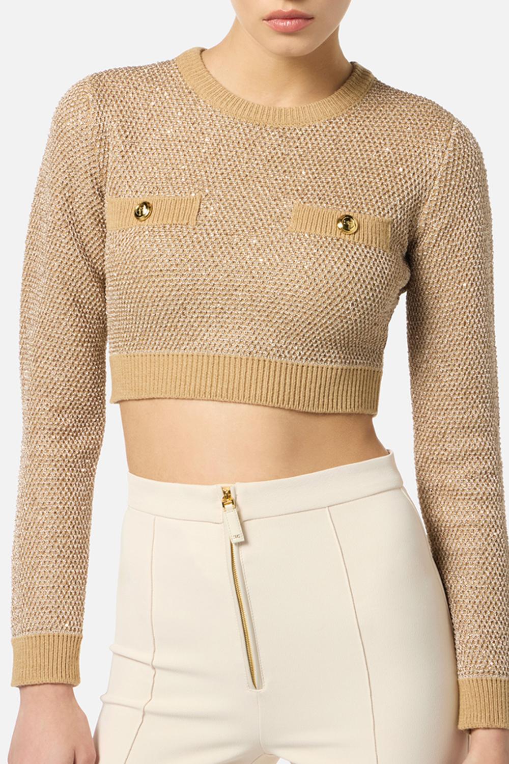 Top in maglia con paillettes MK56T 57E2EA2 Elisabetta Franchi 