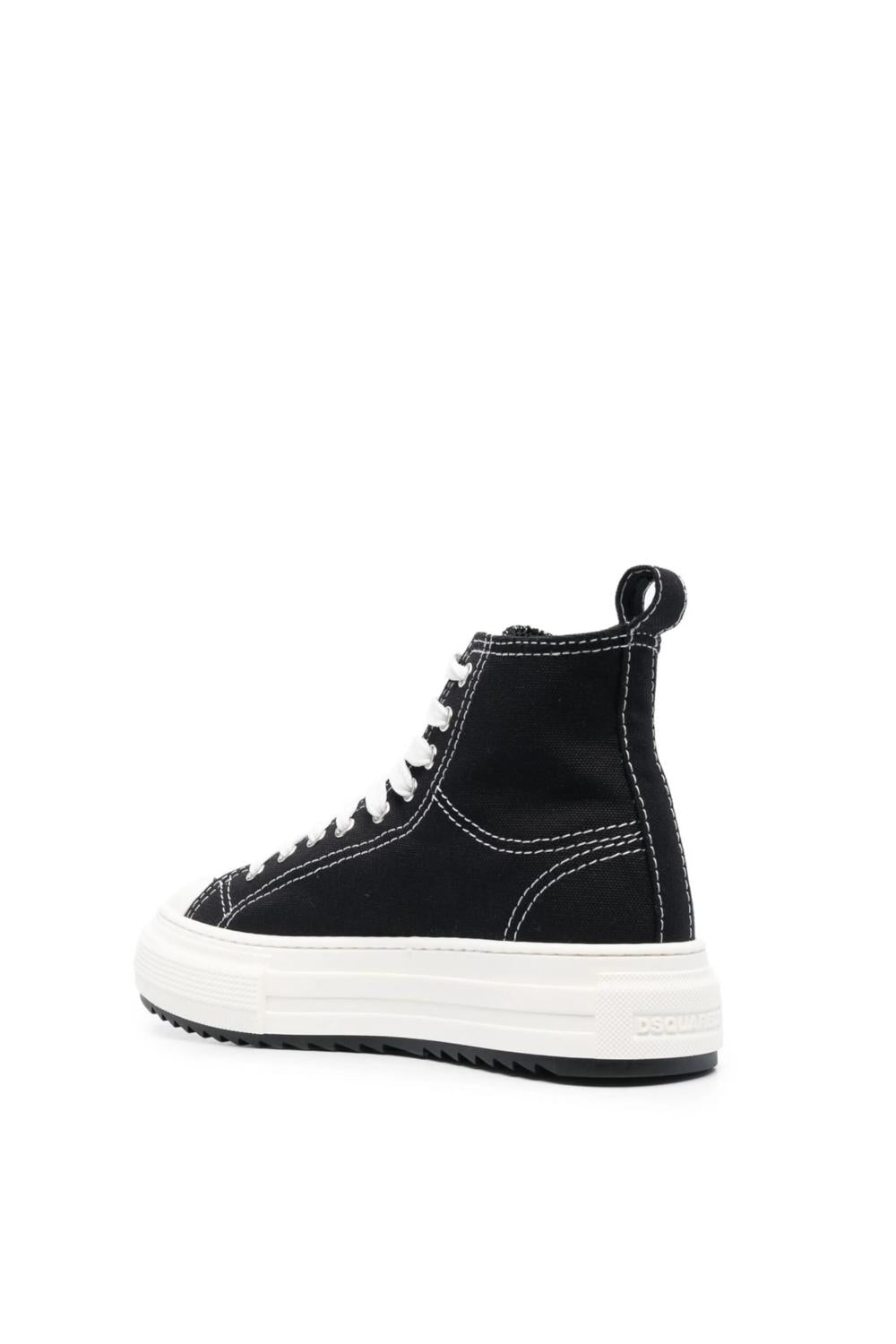 Sneakers Alte DSQUARED2 Nero/Bianco in Pelle e Cotone  Plateau con Logo SNW0231/25406362M2657 NERO Dsquared2 