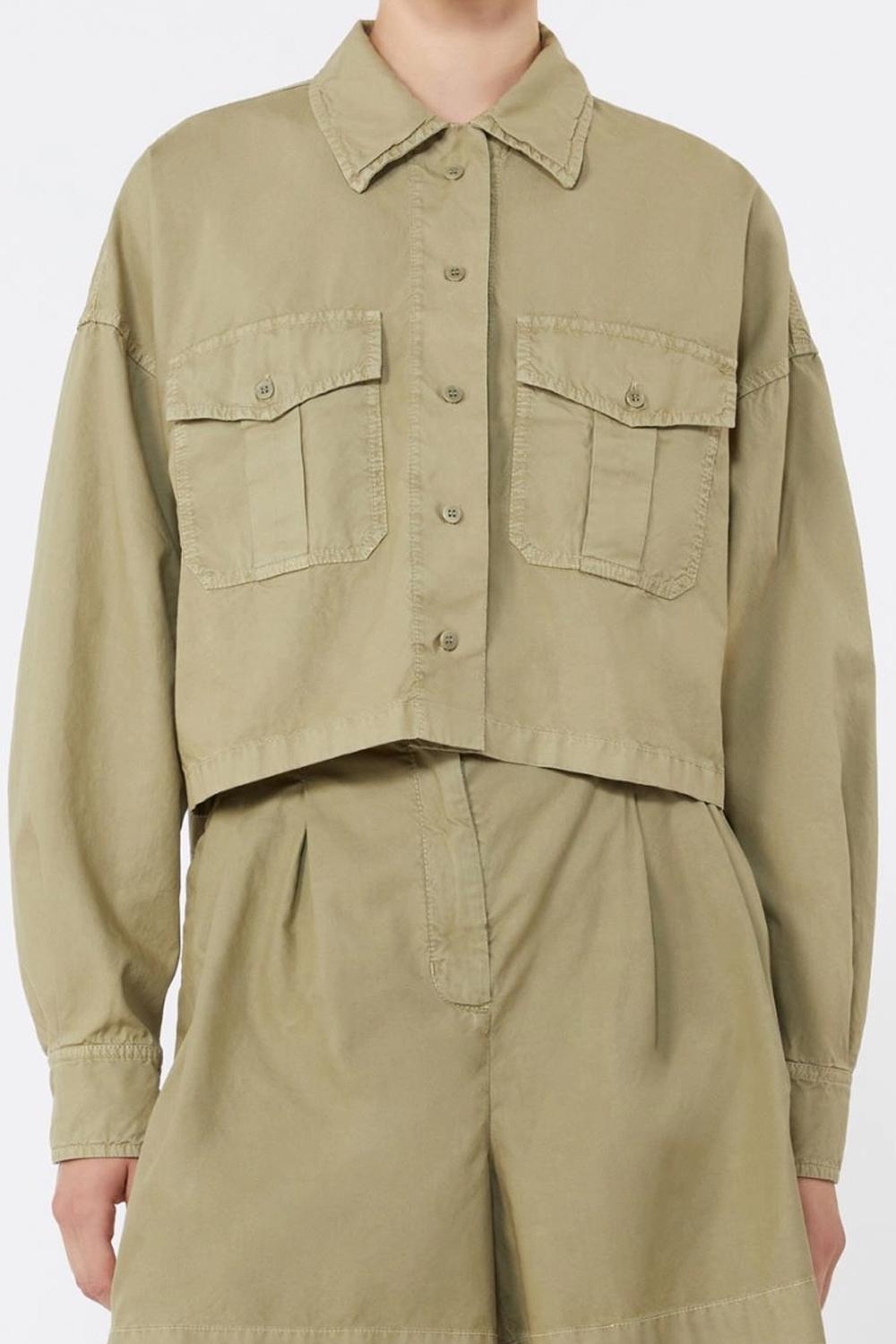 Camicia boxy in panama di cotone WKDACCENNI 003VERDE OLIVA Max Mara Weekend 