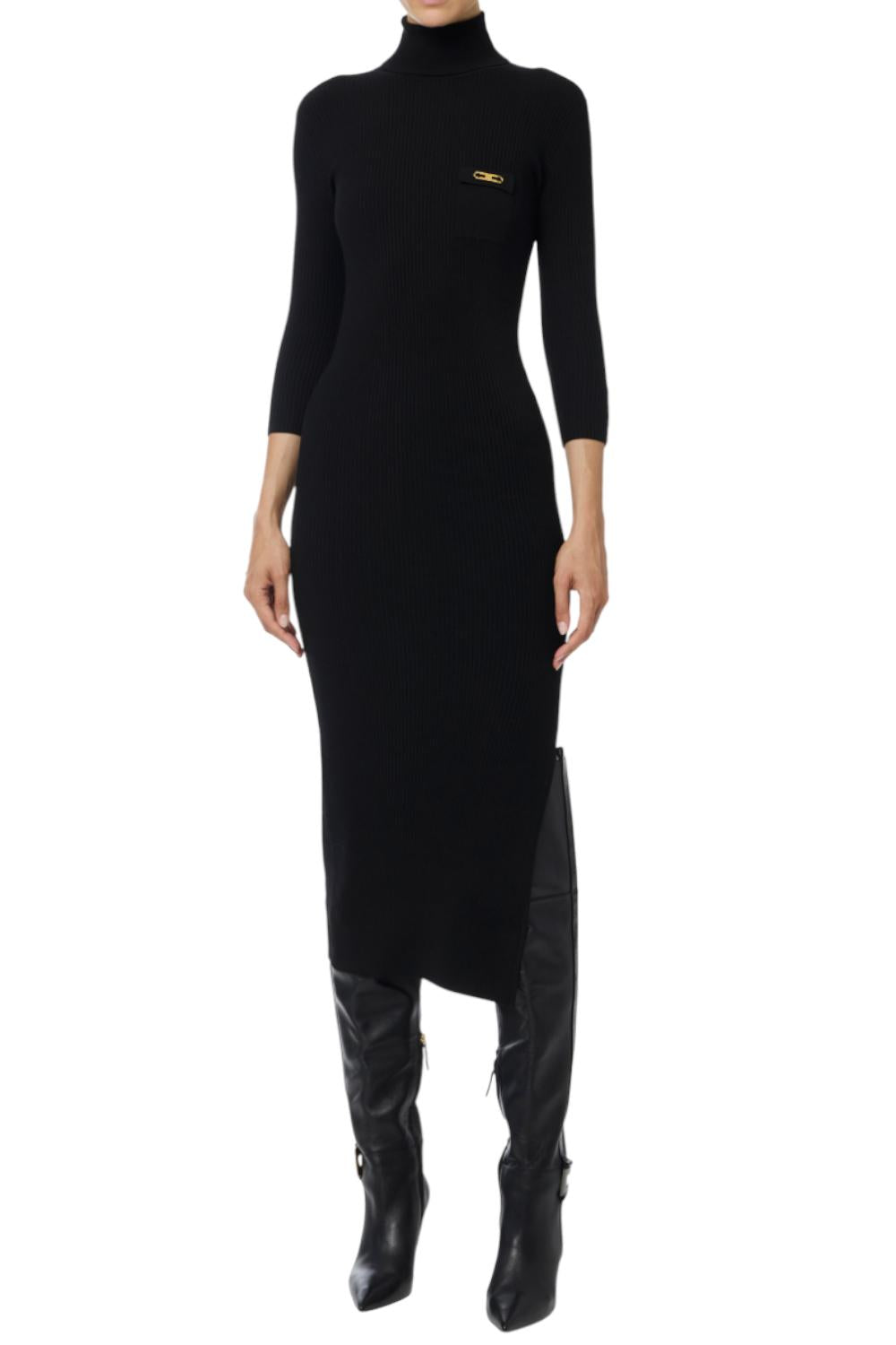 Abito in maglia a costine con taschino<BR/> AM23B 56E2110 Elisabetta Franchi 