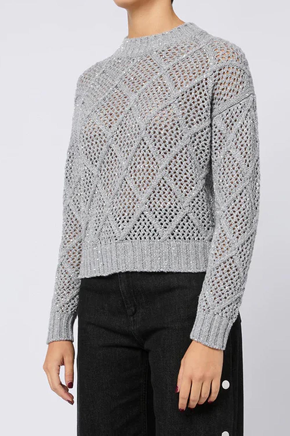 Maglia boxy in lana e cachemire con paillette ELLADE 002GRIGIO CHIARO Max Mara Studio 