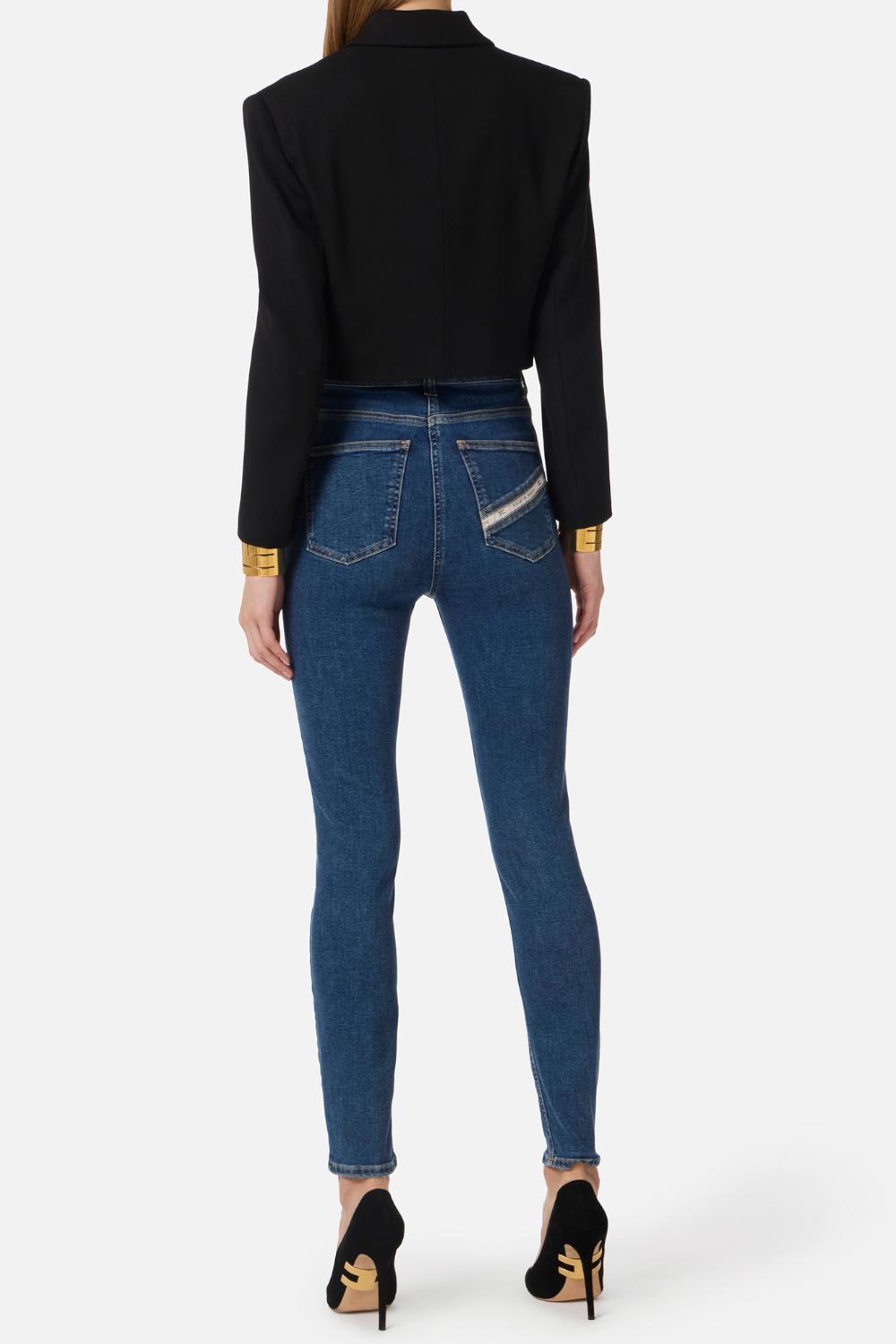 Pantaloni Elisabetta Franchi Cinque Tasche in Denim Skinny con Logo PJ30I 61E2139 Elisabetta Franchi 