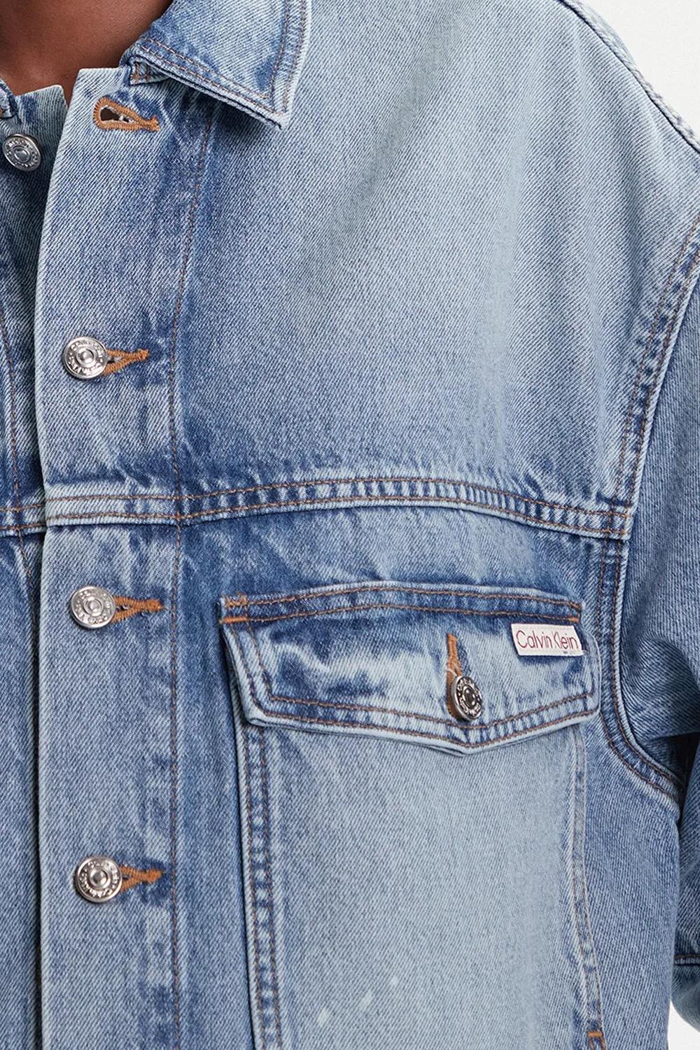 giubbotto di jeans basico iconico in denim chiaro LV047C730G X0N Calvin Klein 