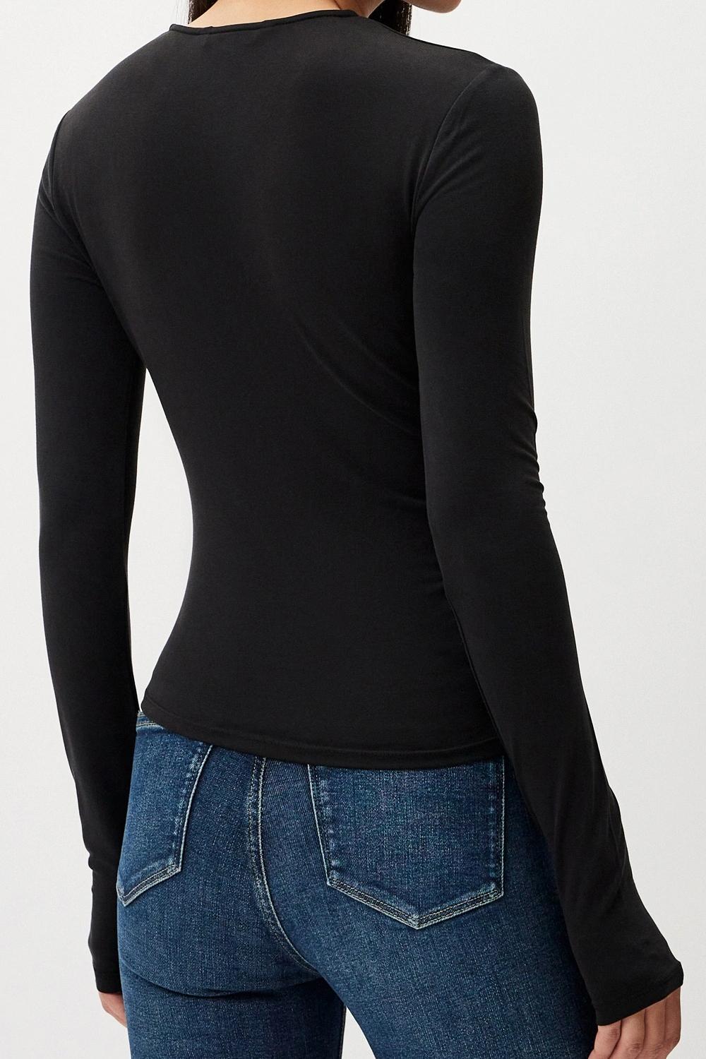 Top con pieghe in jersey morbido<BR/> J20J224065 BEH Calvin Klein 