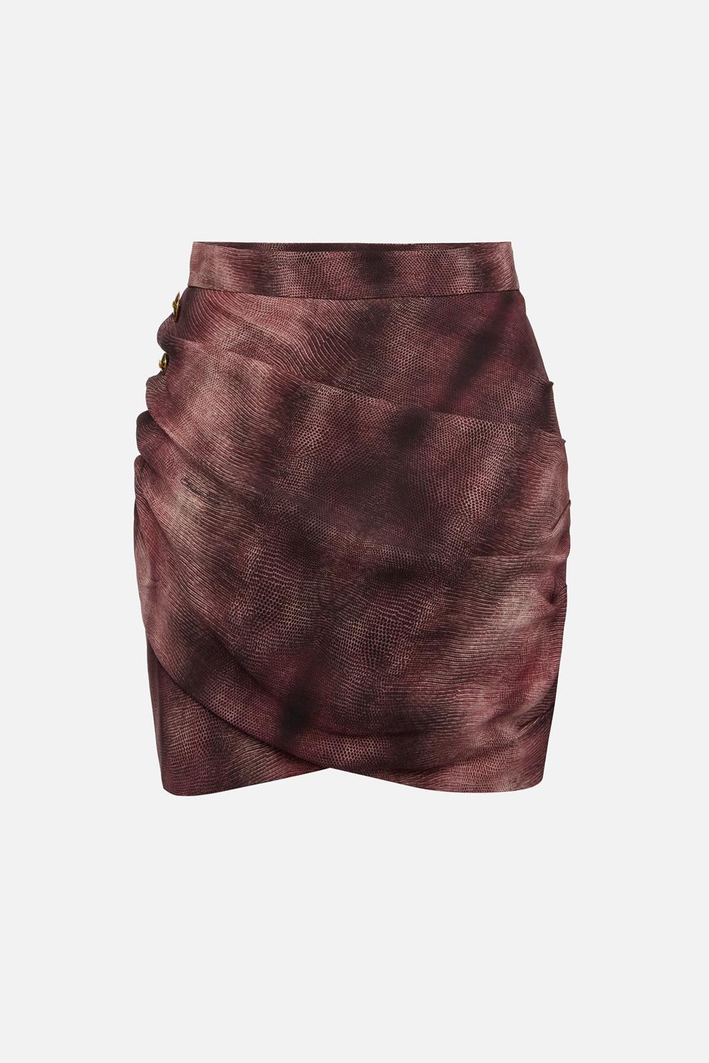 Gonna in crêpe con stampa pitone e bottoni gioiello GO149 57E2EA4 Elisabetta Franchi 