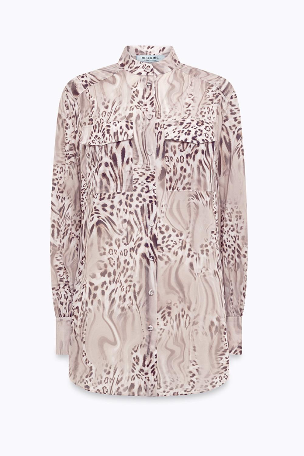 CAMICIA OVER IN SETA ANIMALIER RA6058 T2949P9371 Blugirl 