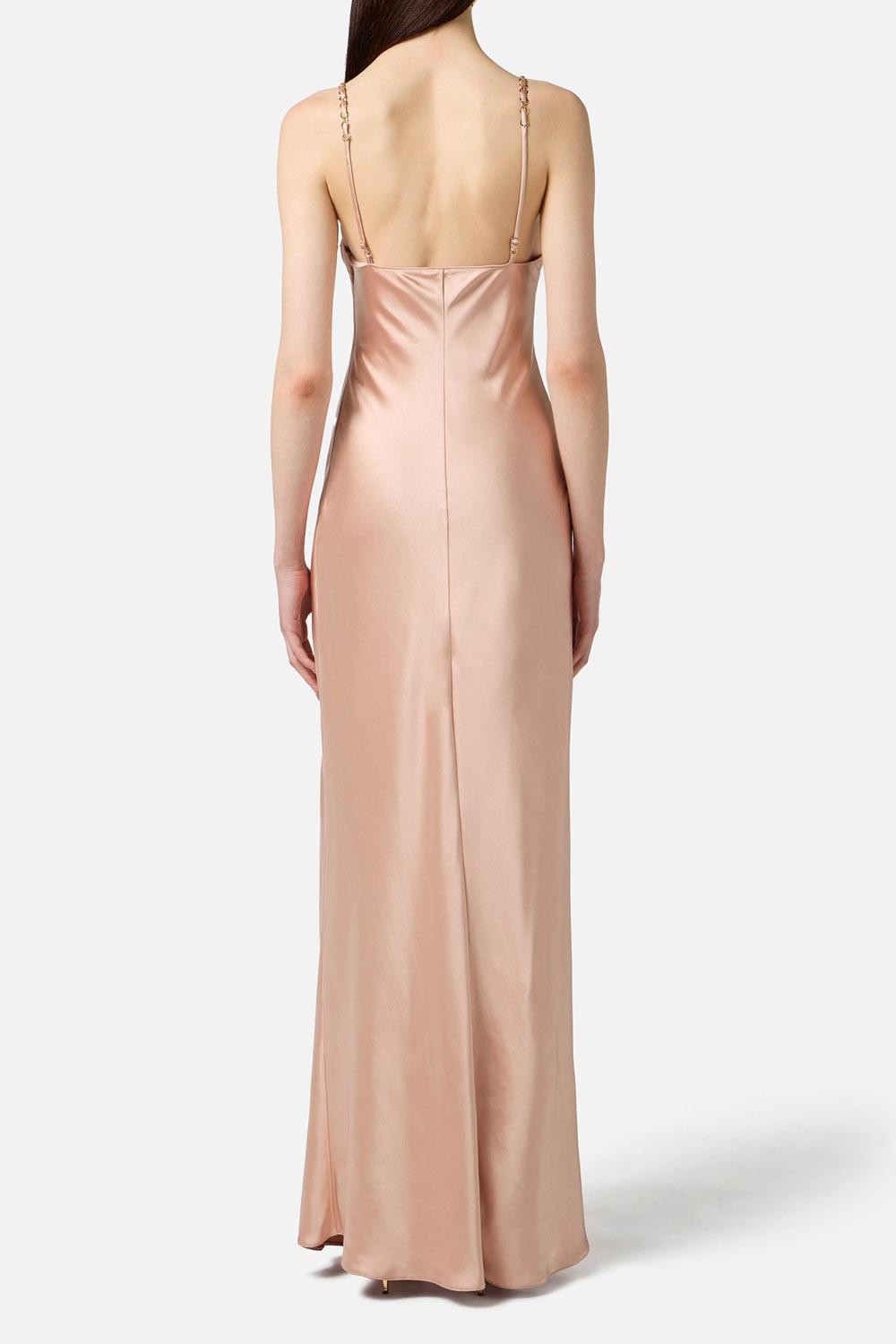 Abito Red Carpet in raso con dettagli gioiello<BR/> ABR07 57E2EA1 Elisabetta Franchi 