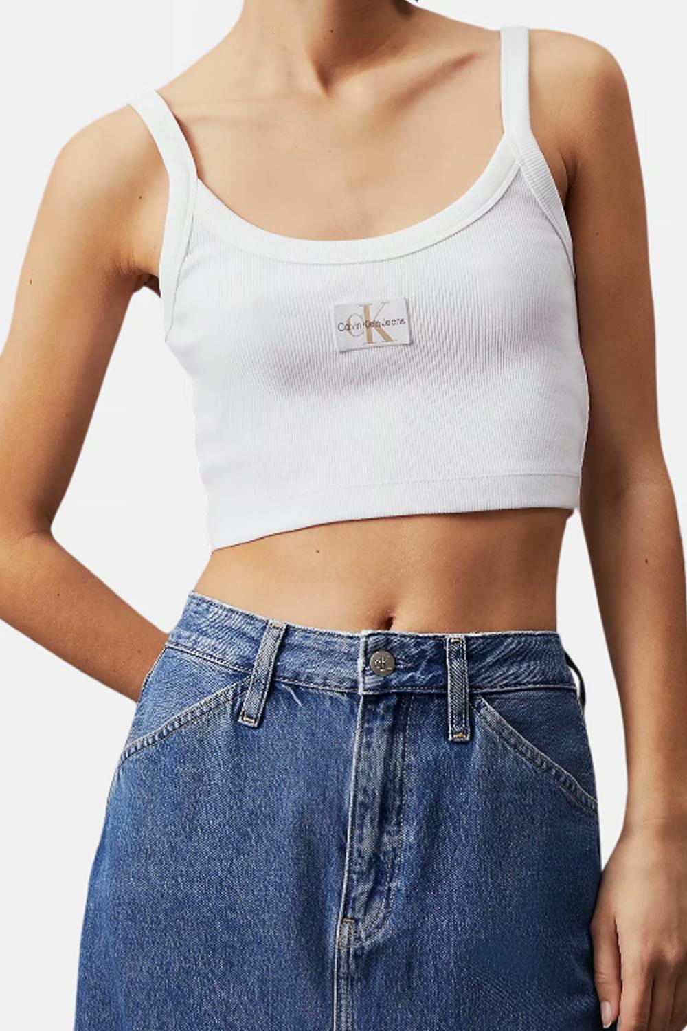 Top a brassière in cotone a costine slim<BR/> J20J223558 YAF Calvin Klein 