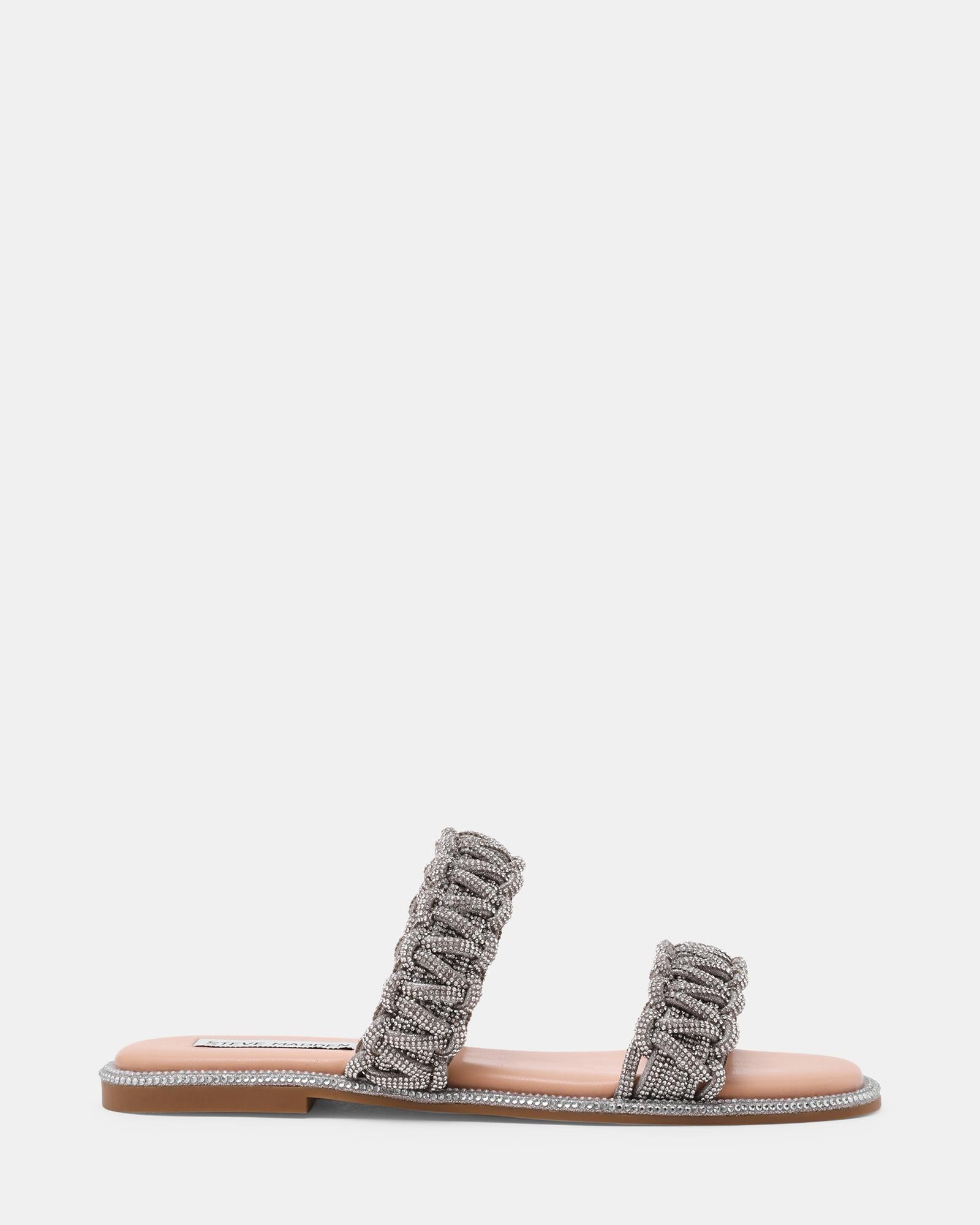 Sandalo Flat NYSSA con Doppia Fascia Intrecciata e Strass NYSSA SILVER Steve Madden 