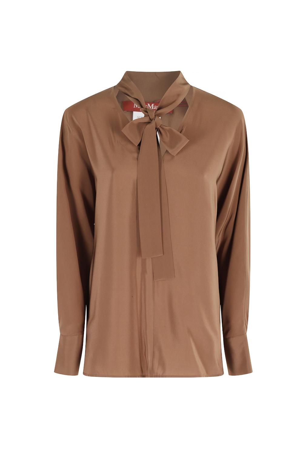 Blusa in crêpe de Chine di seta<BR/> CACO 041NOCCIOLA Max Mara Studio 