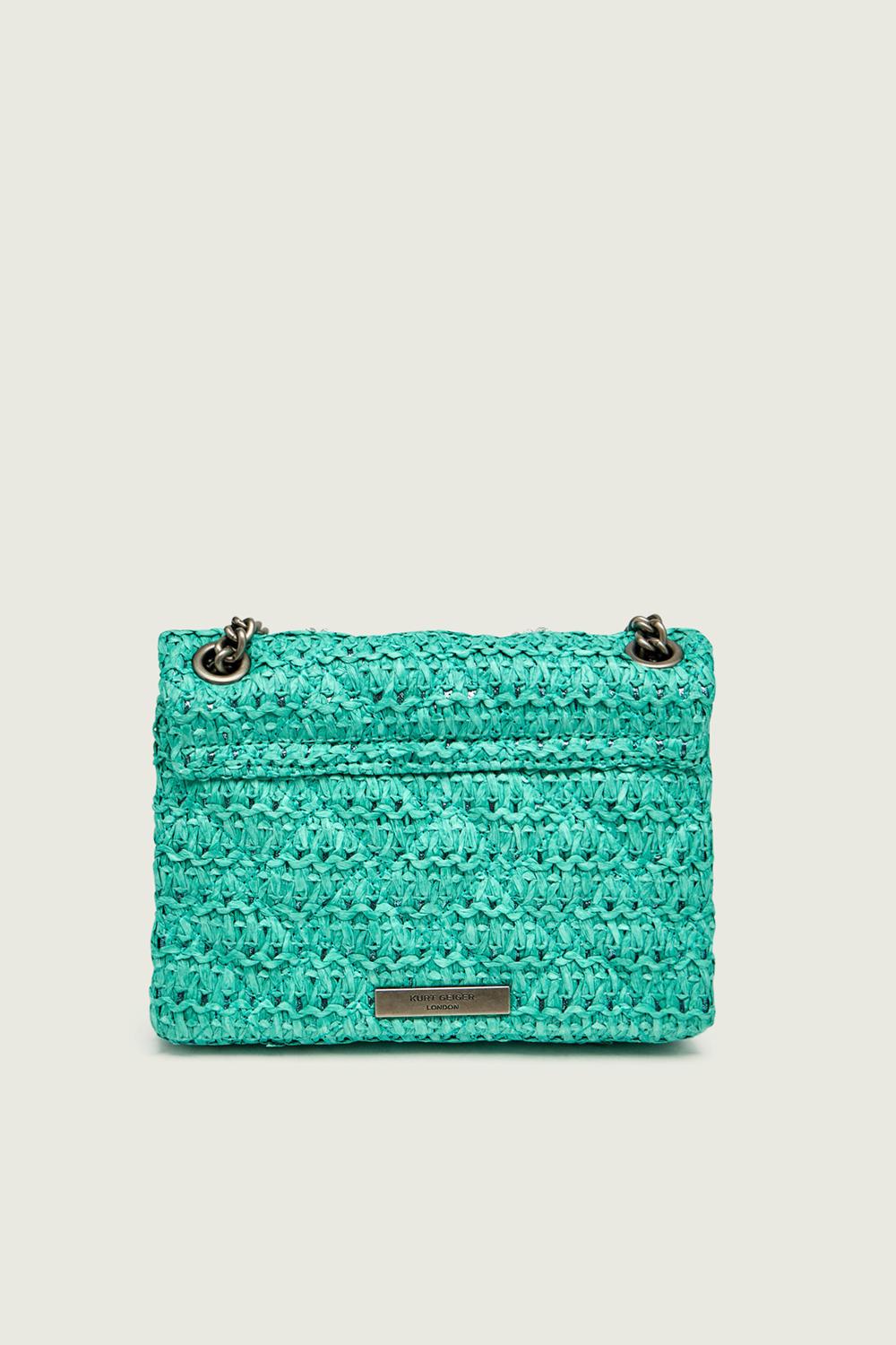 Shoulder bag MINI KENSINGTON in rafia 5576887999 /TEAL Kurt Geiger London 