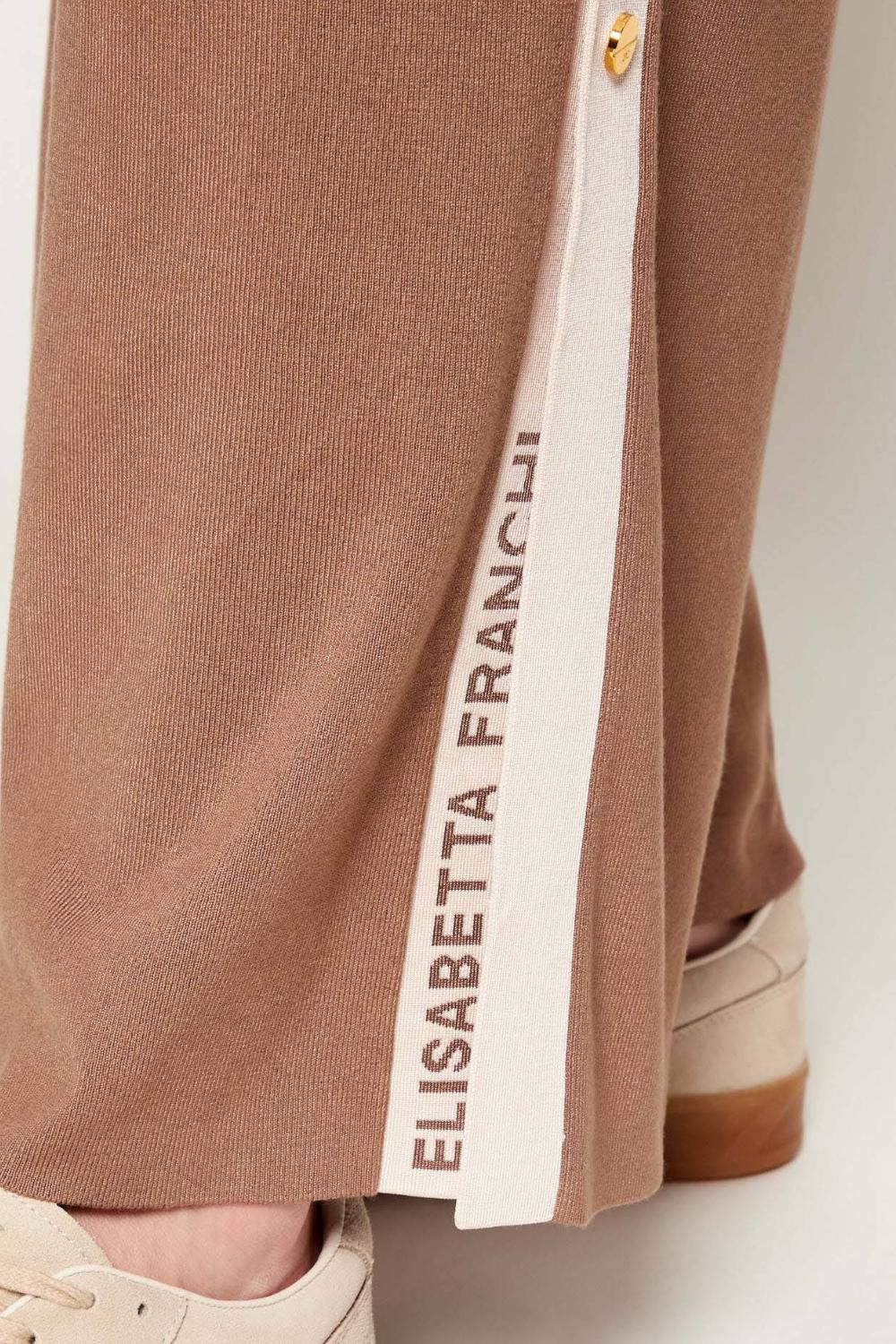 Pantaloni in Maglia Elisabetta Franchi con Bande Lucide e Logo Jacquard KP74S 61E2727 Elisabetta Franchi 