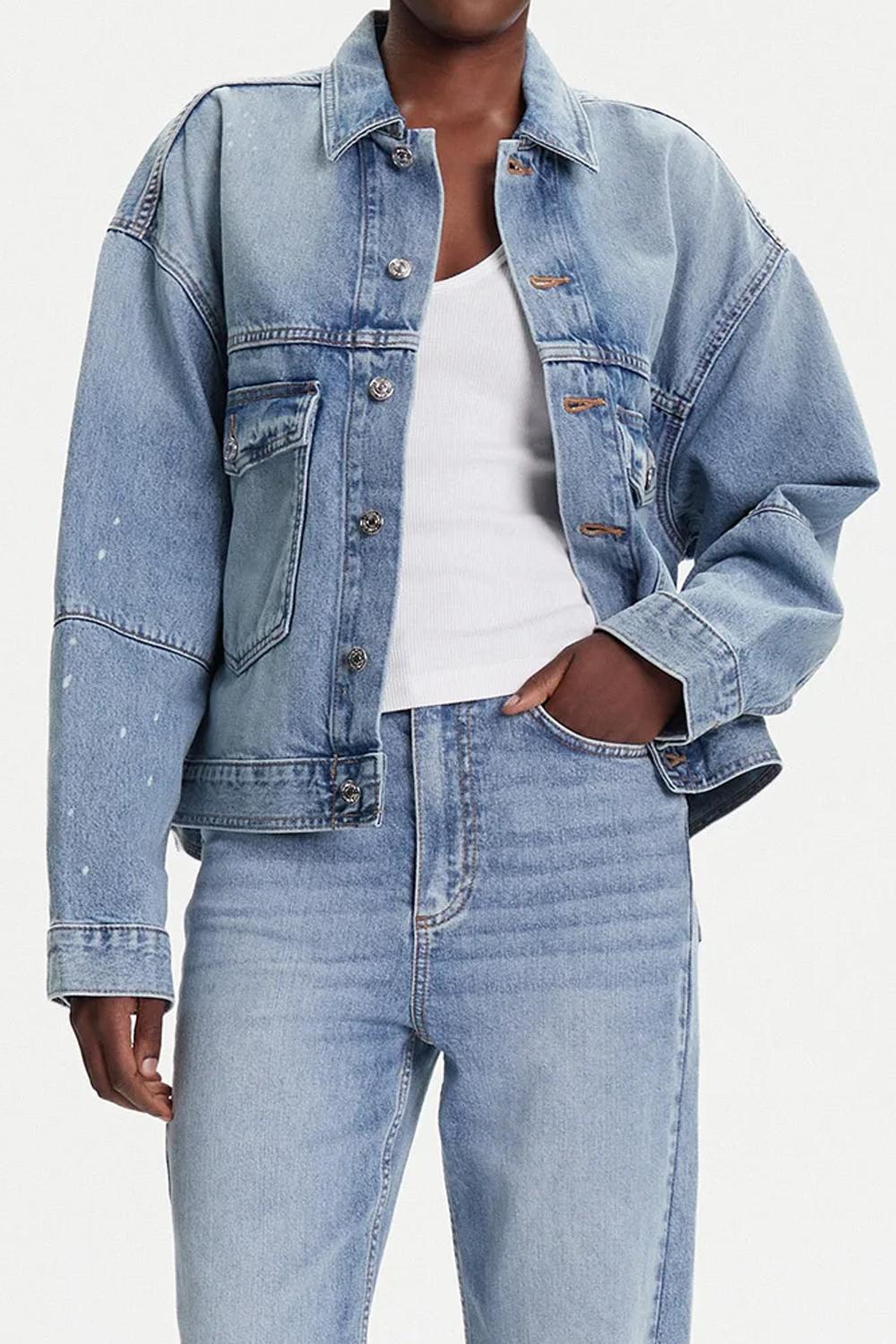 giubbotto di jeans basico iconico in denim chiaro LV047C730G X0N Calvin Klein 