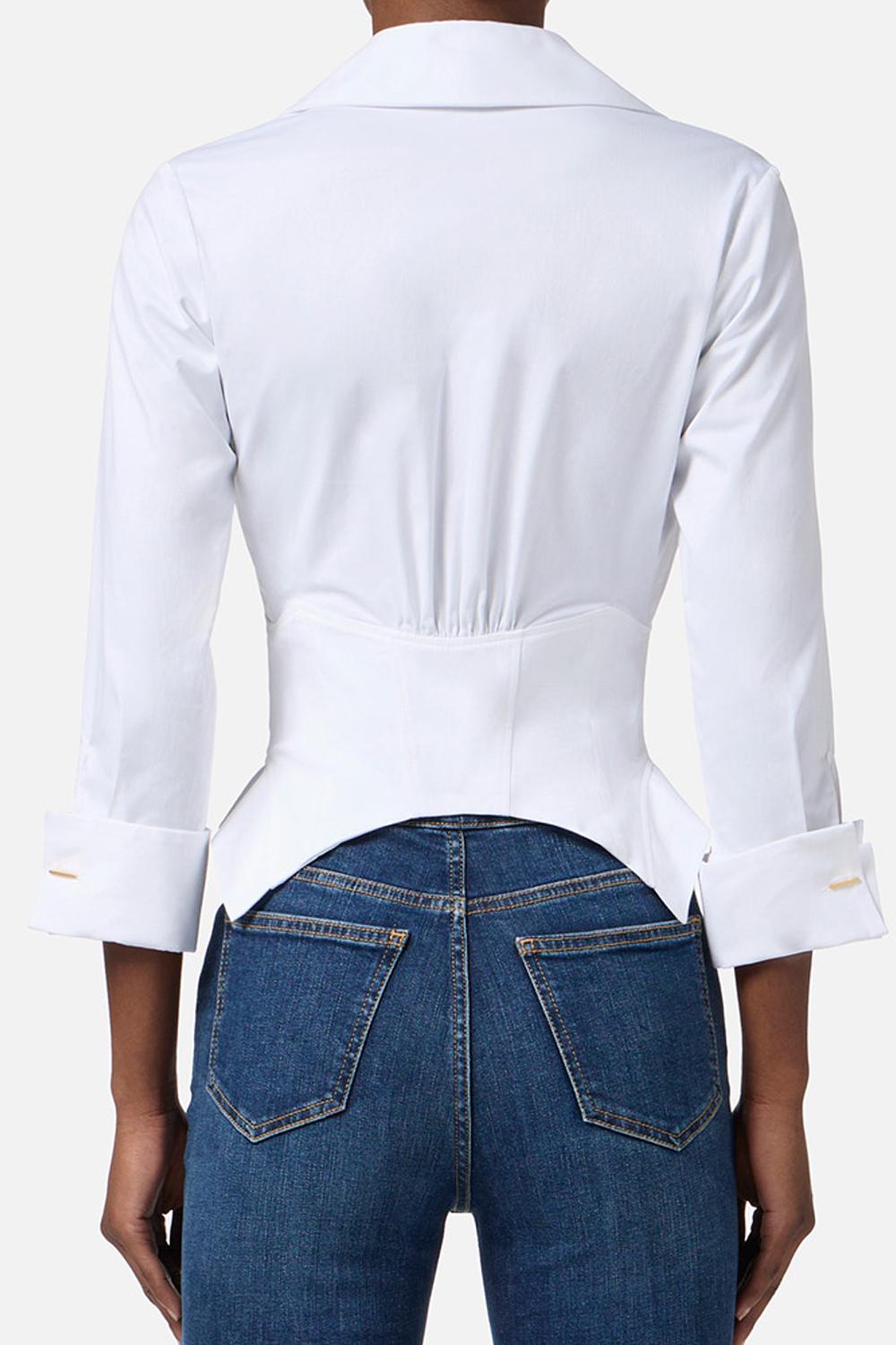 Camicia in cotone stretch con ganci gioiello<BR/> CA060 57E2100 Elisabetta Franchi 