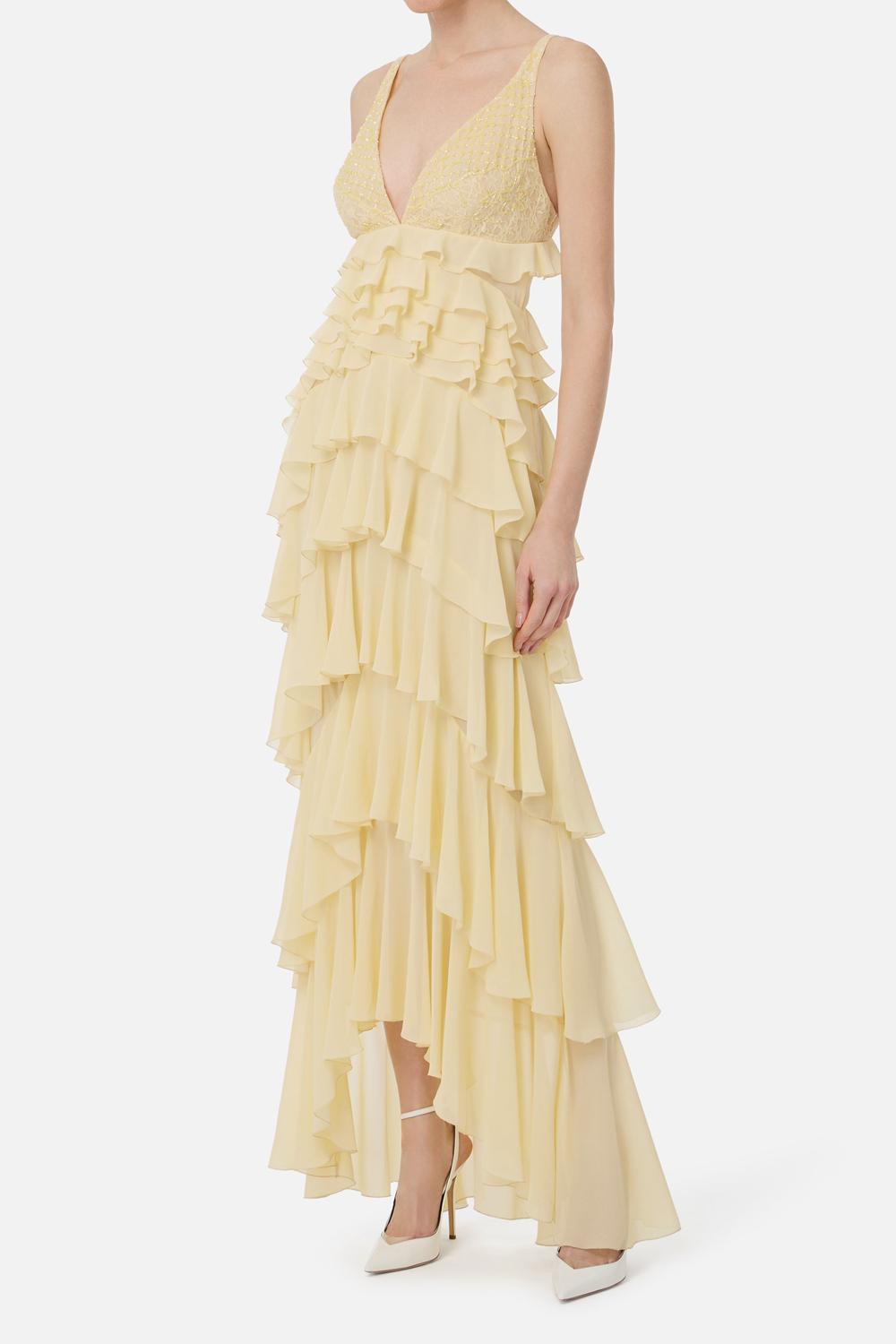 Abito Red Carpet in georgette con balze<BR/> ABR42 52E2DC7 Elisabetta Franchi 