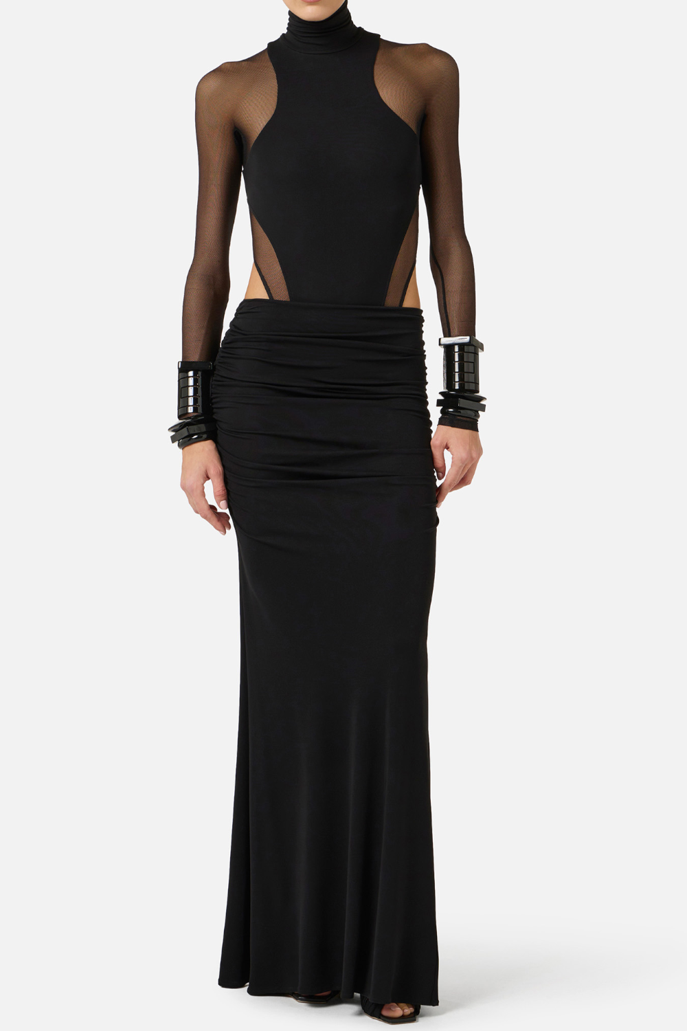 Gonna Lunga Elisabetta Franchi in Jersey Crêpe con Drappeggi GO162 61E2110 Elisabetta Franchi 