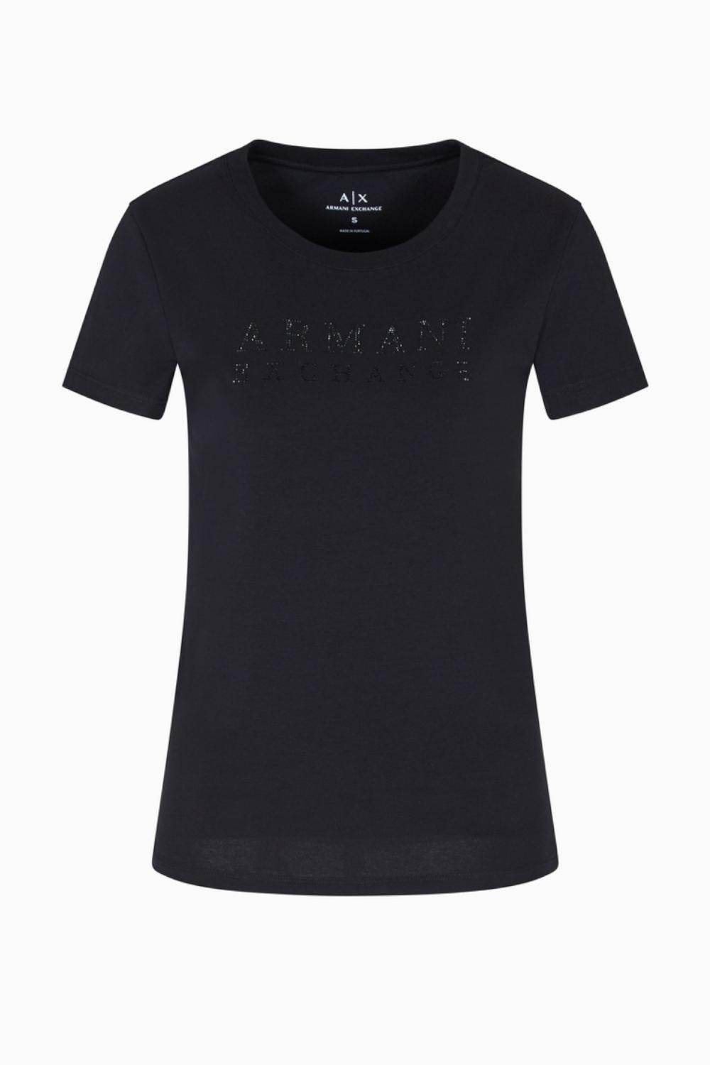 T-shirt Girocollo con Logo in Strass XW001349 AF17173UC001 Armani Exchange 
