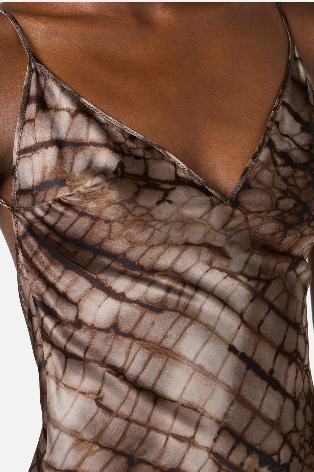 Abito da Sera Elisabetta Franchi in Raso Stretch con Stampa Alligator ABR30 61E2644 Elisabetta Franchi 