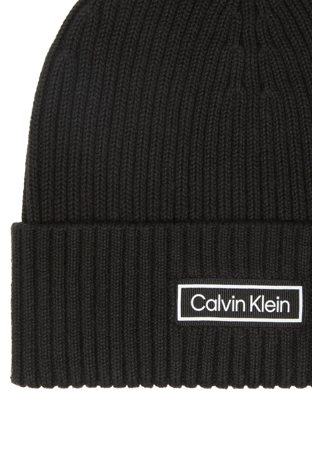Berretto in Cotone e Cashmere a Costine con Patch Logo LV04D8053G UB1 Calvin Klein 