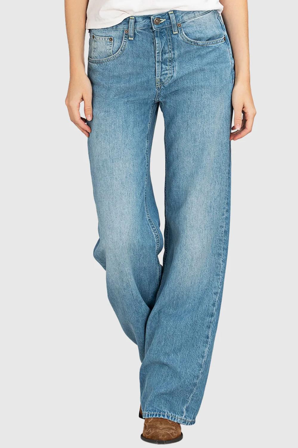Jeans Jacklyn wide leg in denim fisso<BR/> DP427 DF0266D-IO8800 Dondup 