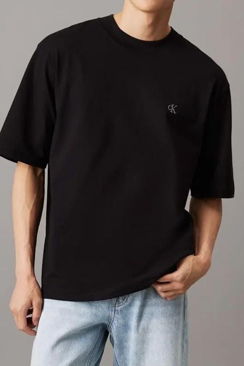 T-shirt in jersey pesante taglio relaxed<BR/> J30J326458 BEH Calvin Klein 