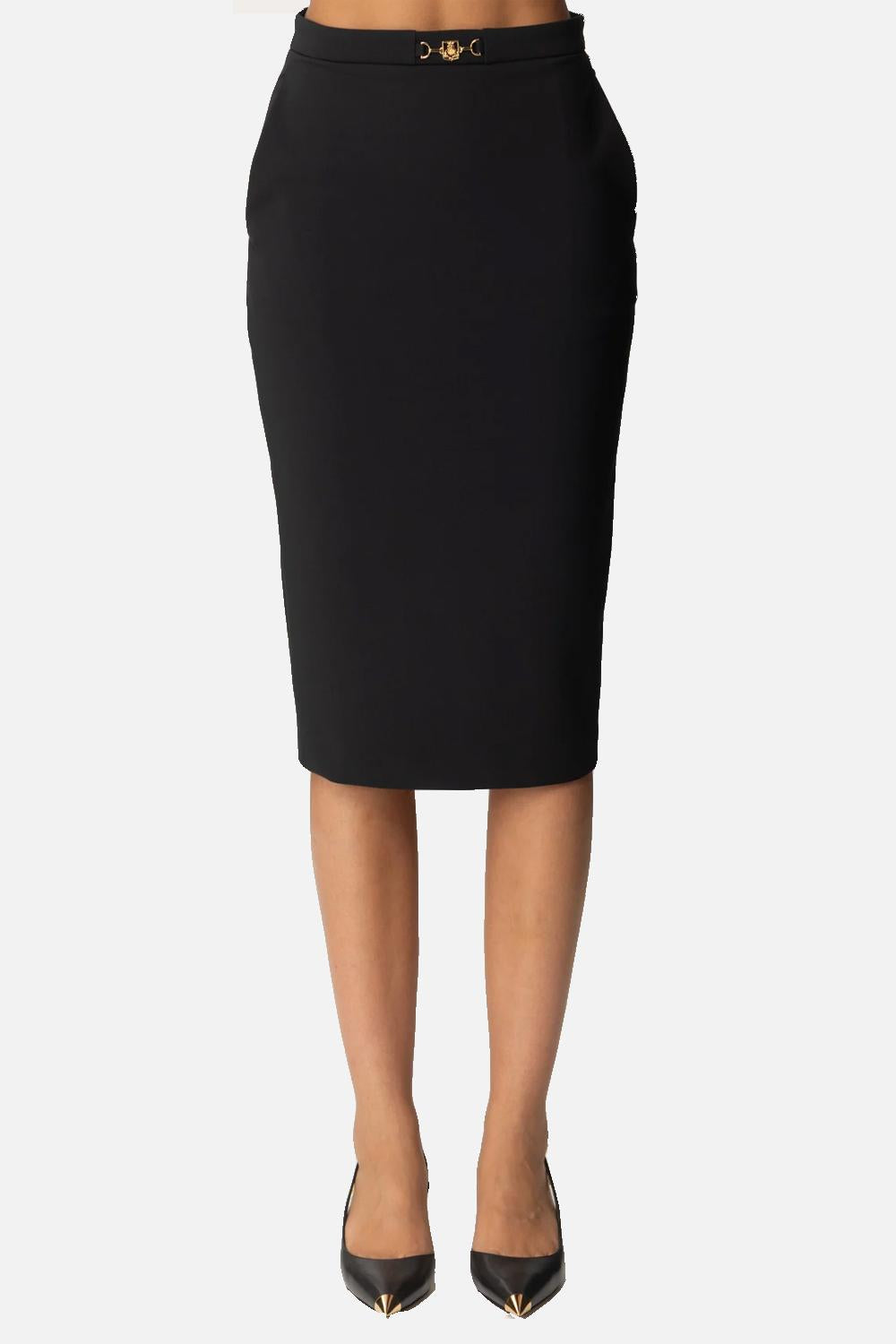 Gonna midi in crêpe stretch con morsetto<BR/> GO044 46E2110 Elisabetta Franchi 