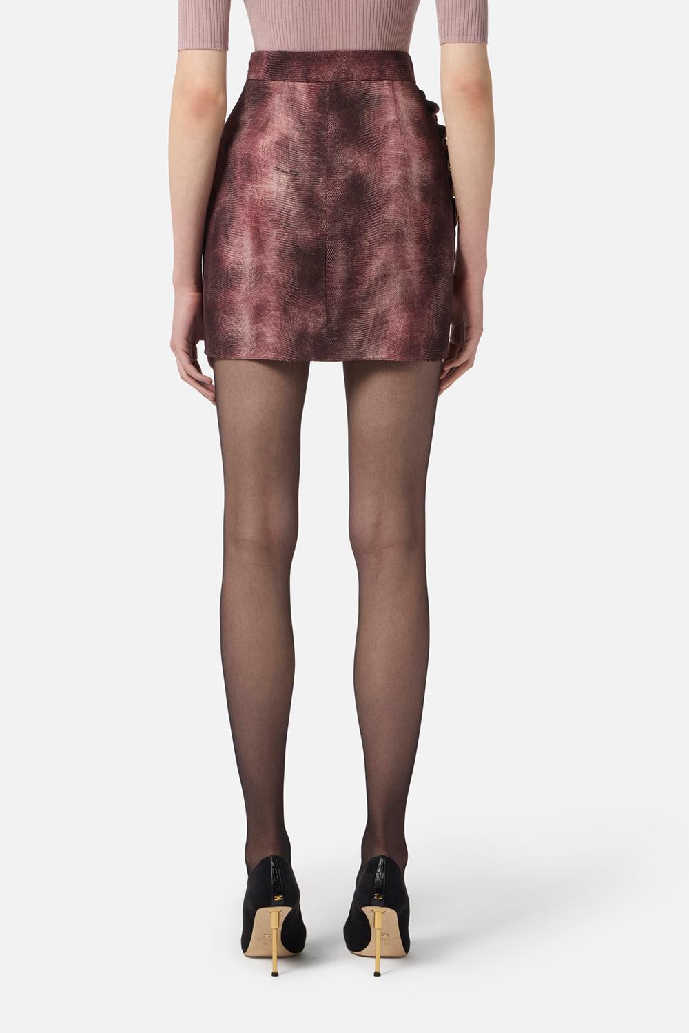 Gonna in crêpe con stampa pitone e bottoni gioiello GO149 57E2EA4 Elisabetta Franchi 