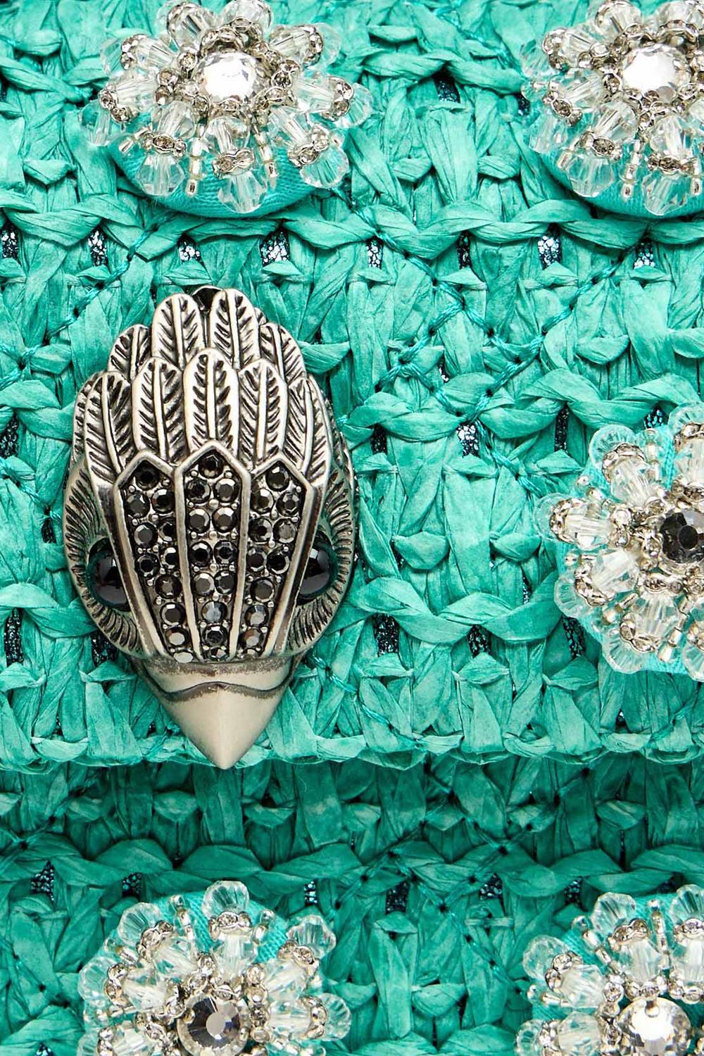 Shoulder bag MINI KENSINGTON in rafia 5576887999 /TEAL Kurt Geiger London 