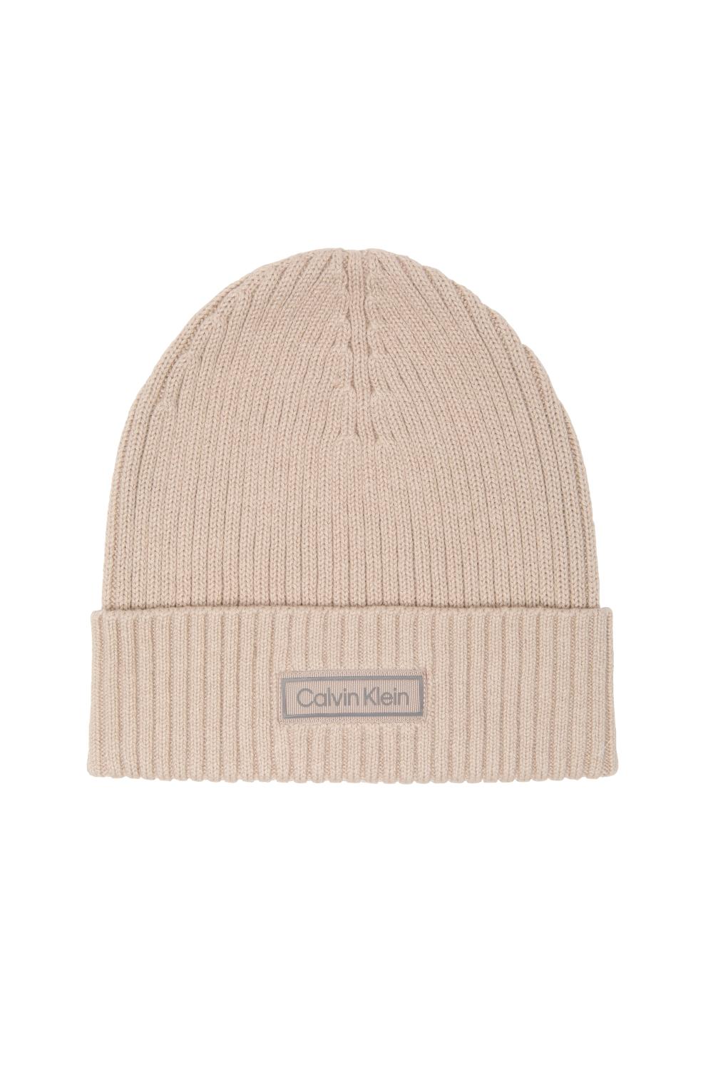 Berretto in Cotone e Cashmere a Costine con Patch Logo LV04D8053G RMU Calvin Klein 