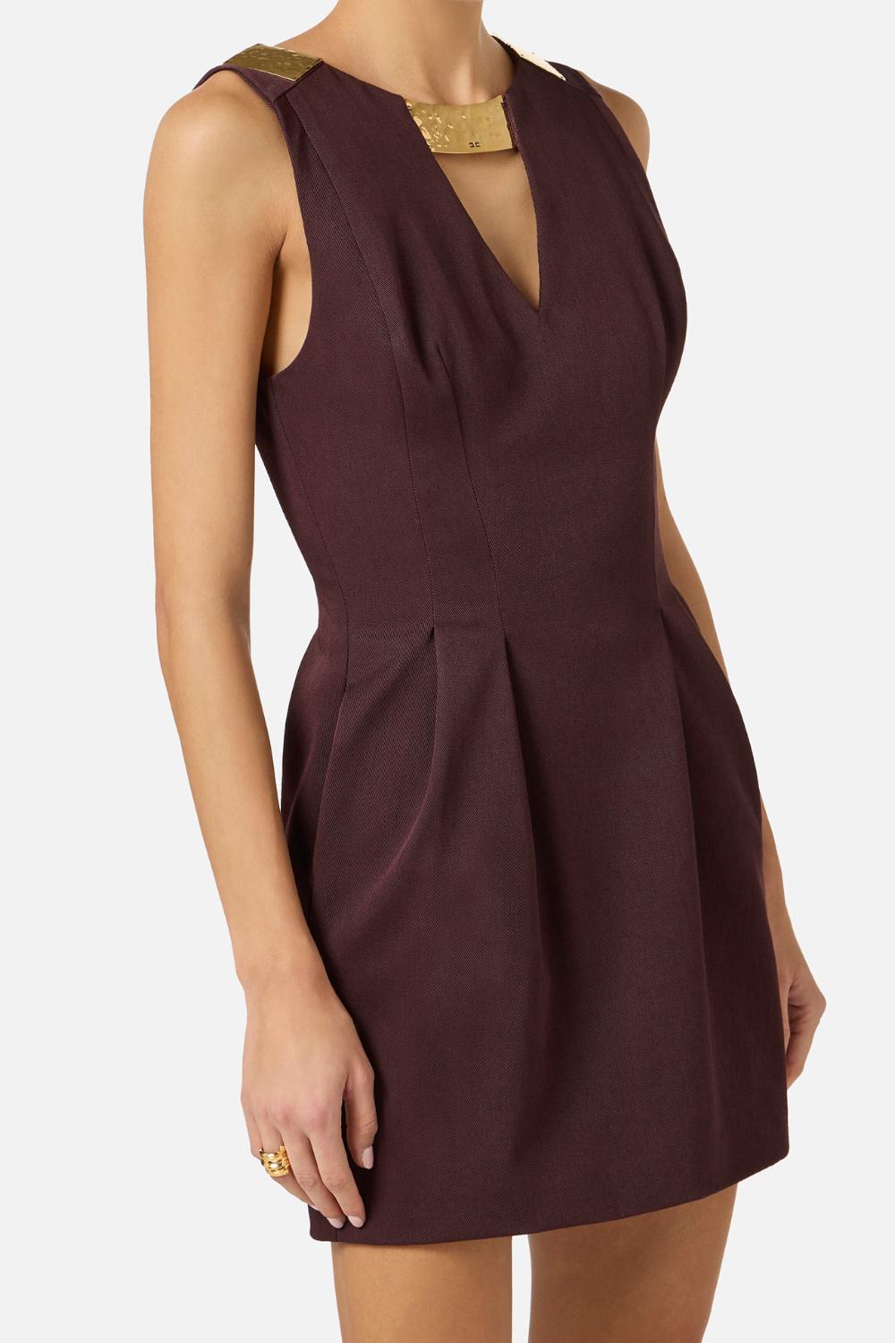 Mini abito in gabardina con dettaglio gioiello AB856 61E2644 Elisabetta Franchi 