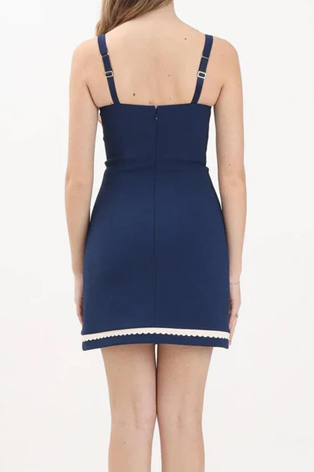 abito corto a tubino con bustino a cuore e spalline sottili. bustino in contrasto colore AB703 52E2DN9 Elisabetta Franchi 