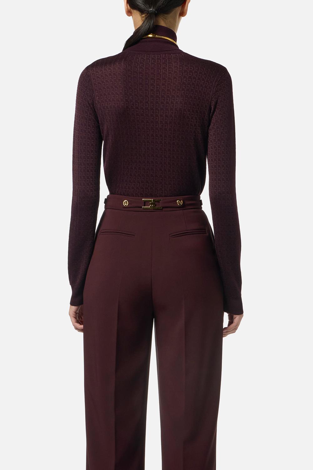 Maglia in lana con micro-logo jacquard<BR/> MK23S 56E2EA4 Elisabetta Franchi 