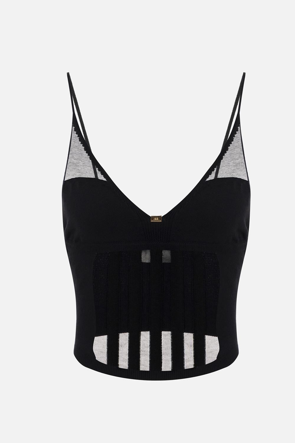 Top con trasparenze e tagli corsetto<BR/> TK25Q 51E2110 Elisabetta Franchi 
