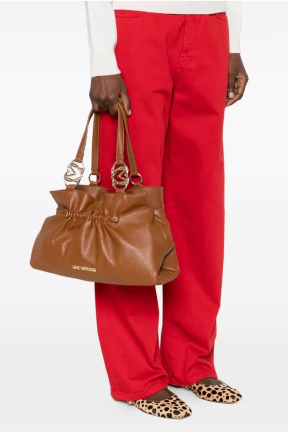 Borsa a spalla Love Moschino cuoio con logo in metallo JC4009PP1O LB0200 Love Moschino 