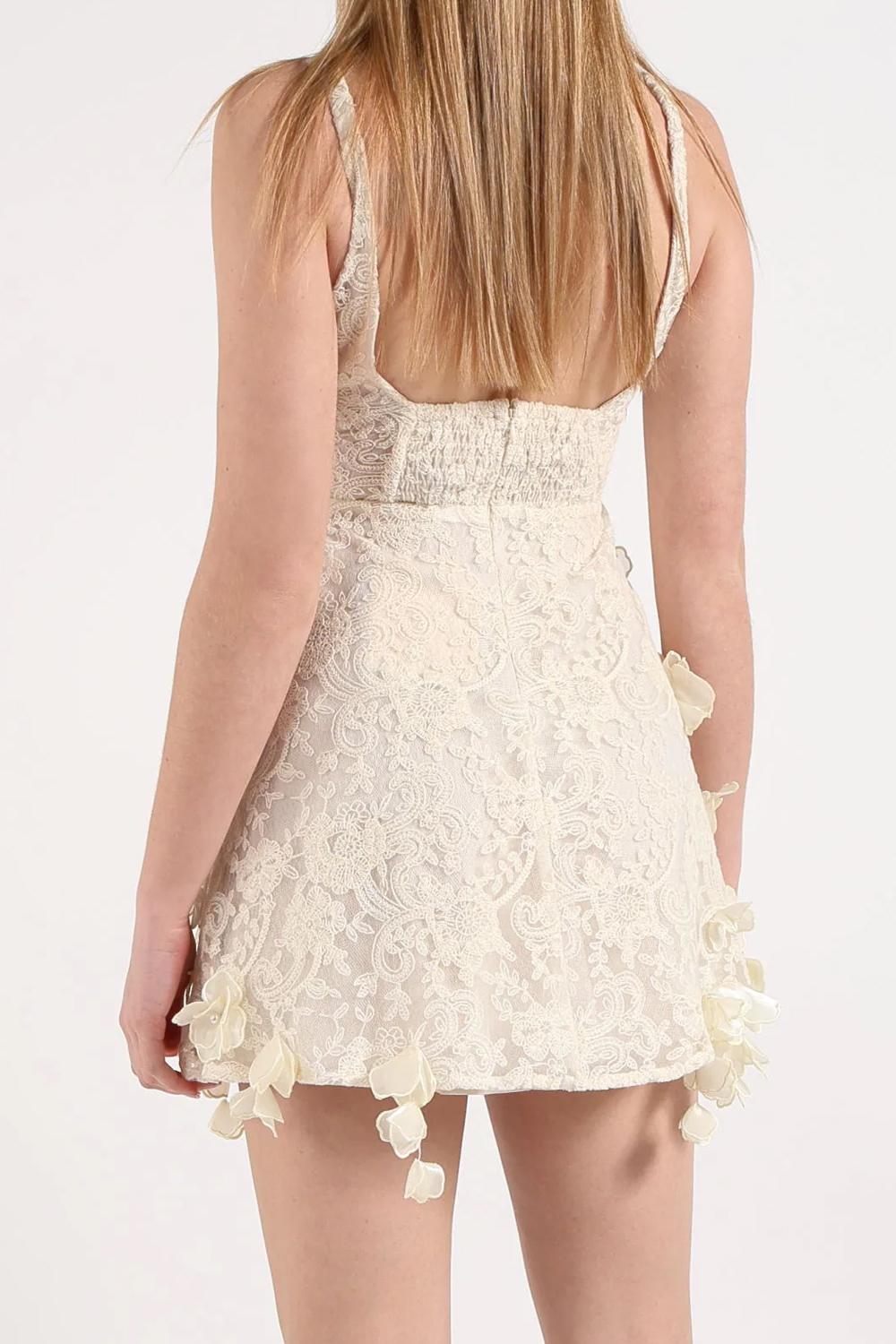 Abito Donna Amosa Mezzo Bustino con Fiori Applicati e Perle A26SSAB01 /U.V. Amosa 