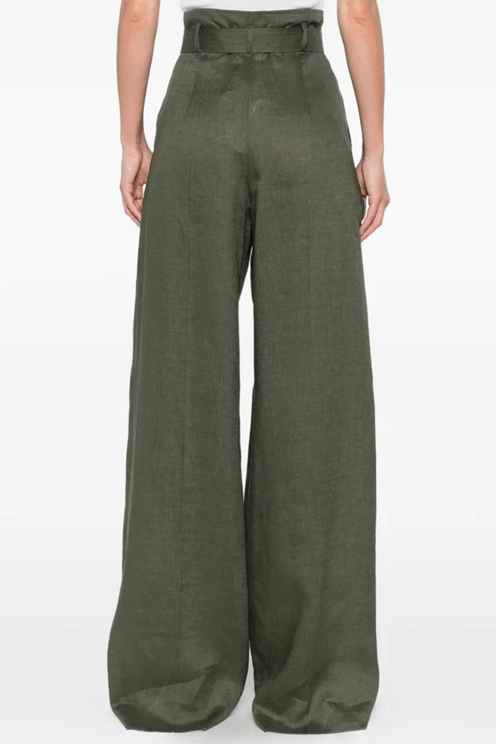 Pantalone 100% lino MSTMATERIA 037VERDE KAKI Max Mara Studio 