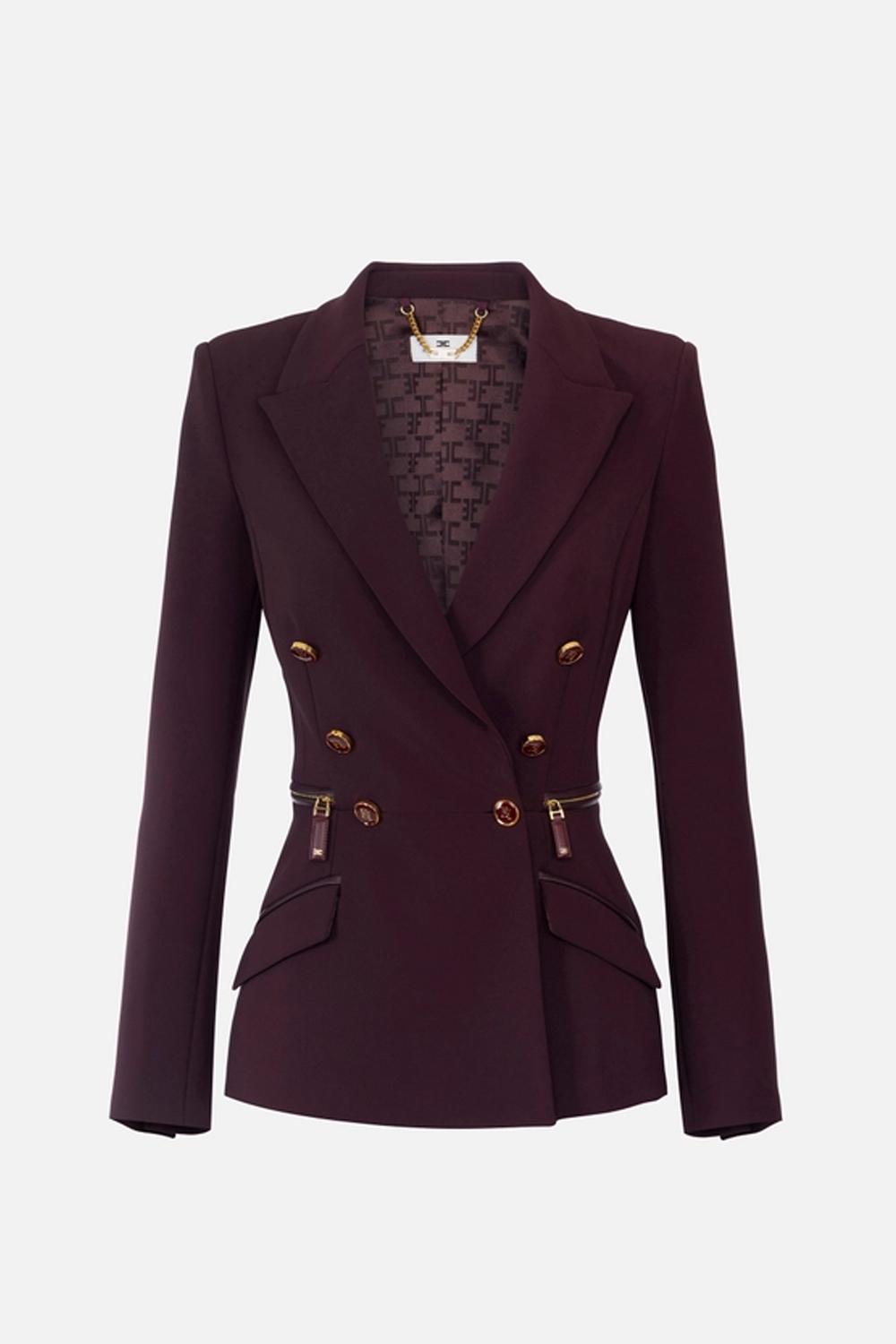 Giacca in crêpe leggero con dettagli zip<BR/> GI172 56E2EA4 Elisabetta Franchi 