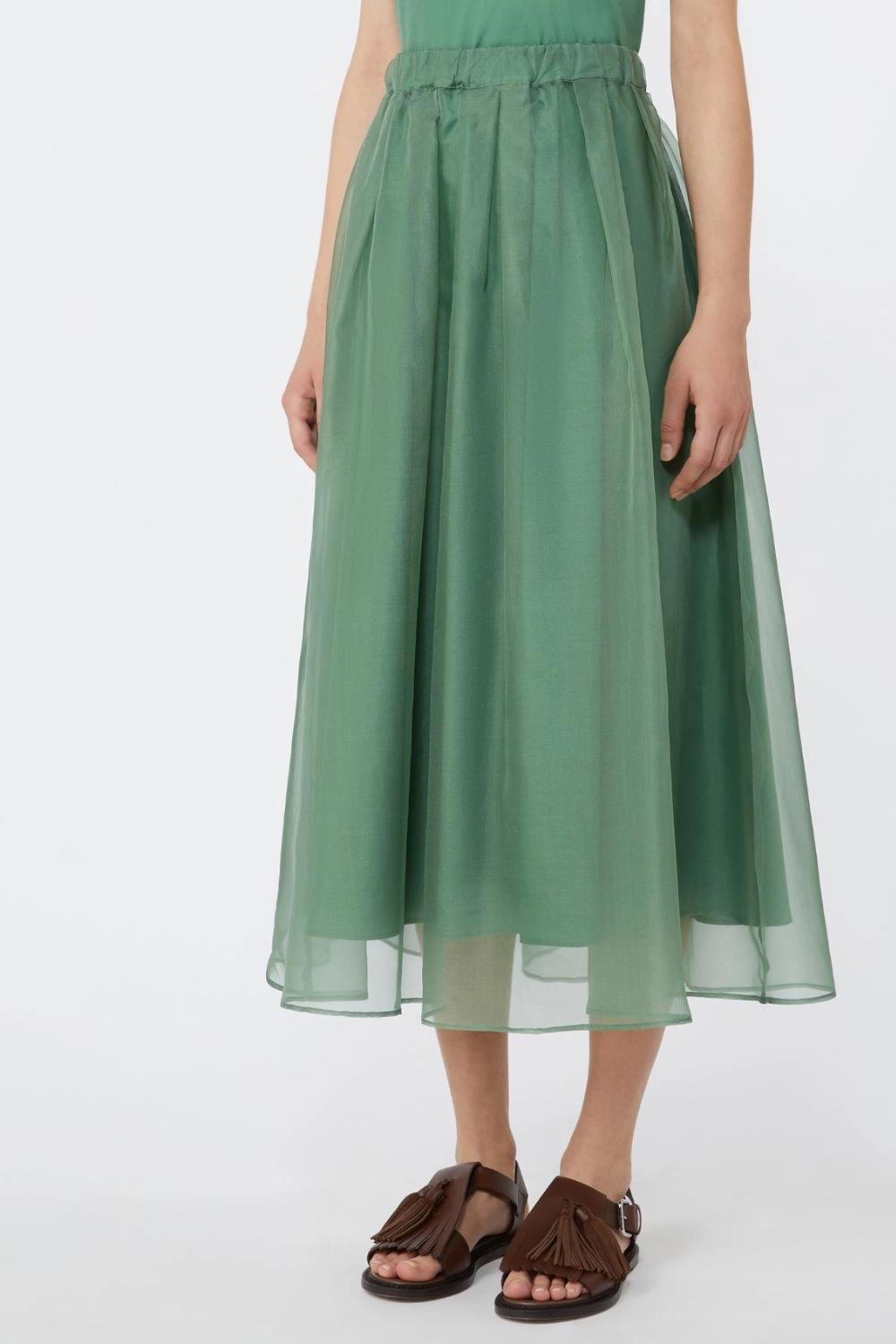 Gonna a pieghe in organza di seta WKDVISINO 063VERDE Max Mara Weekend 