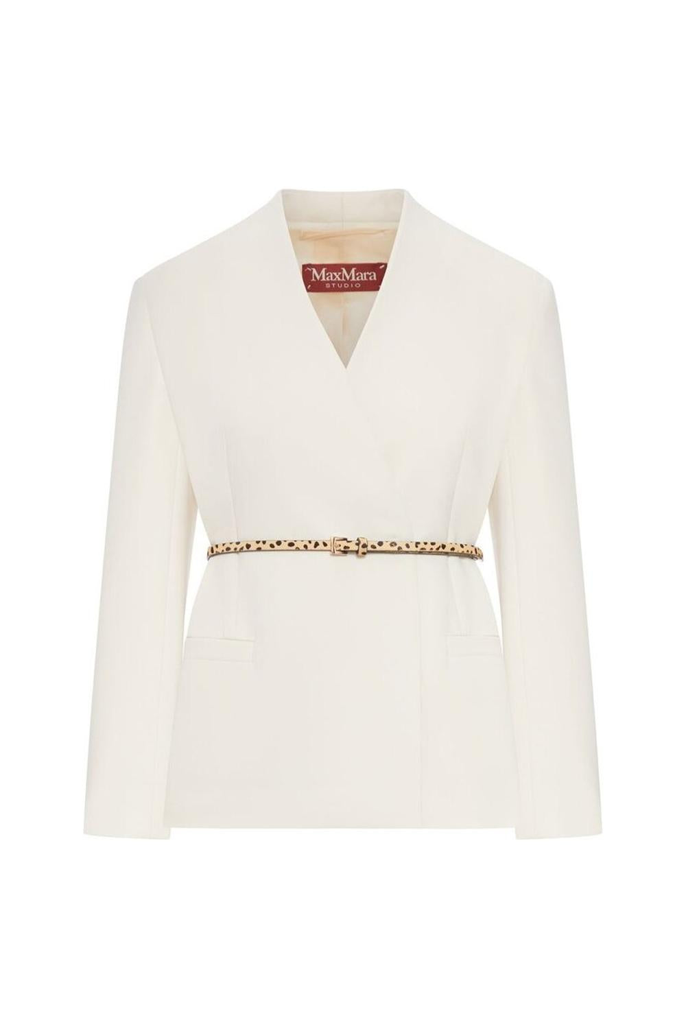 Giacca doppiopetto in cady con cintura MSTQUINOA 060BEIGE Max Mara Studio 