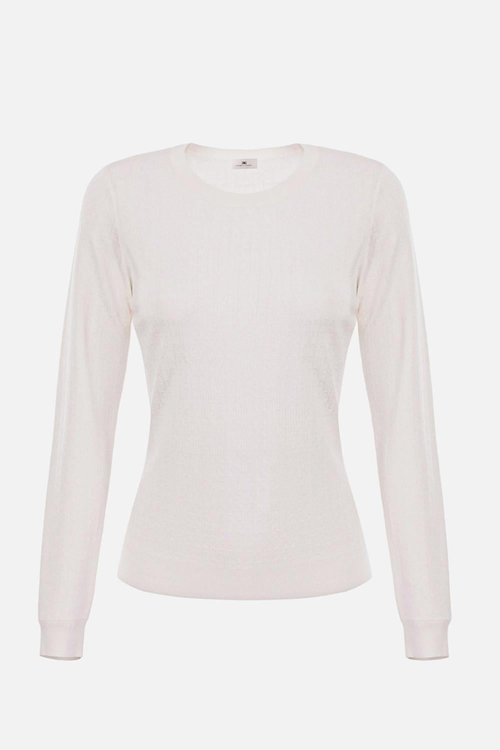 Maglia in lana con micro-logo jacquard<BR/> MK24S 56E2360 Elisabetta Franchi 
