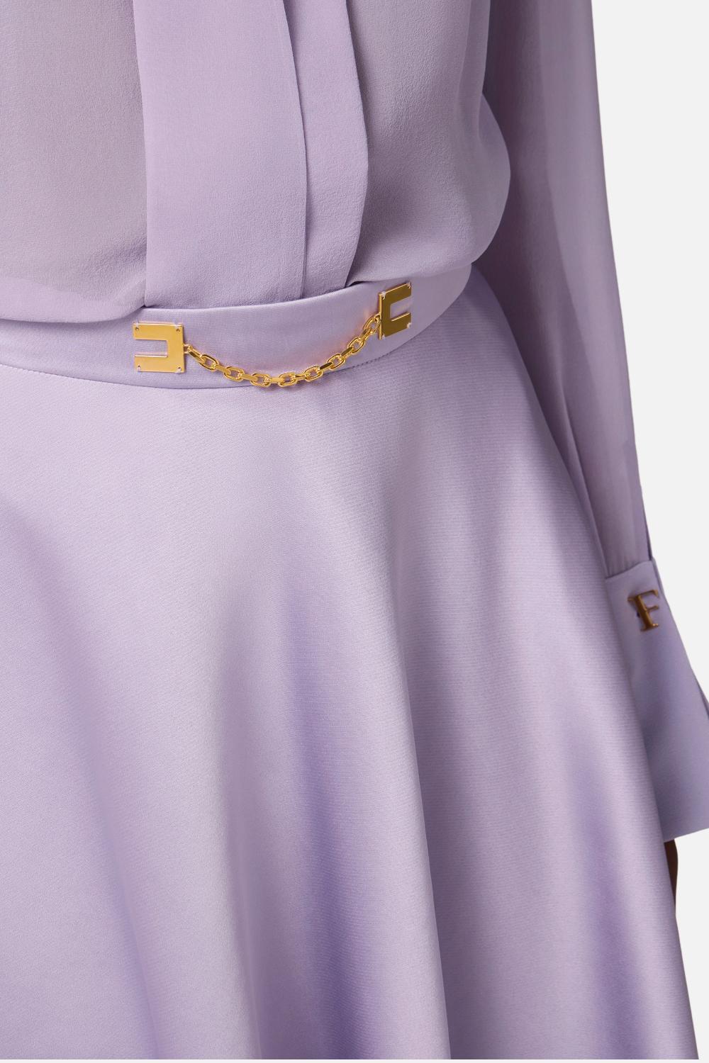 Gonna a Ruota Elisabetta Franchi in Duchesse con Catena Logo Dorata GO156 61E2EV7 Elisabetta Franchi 