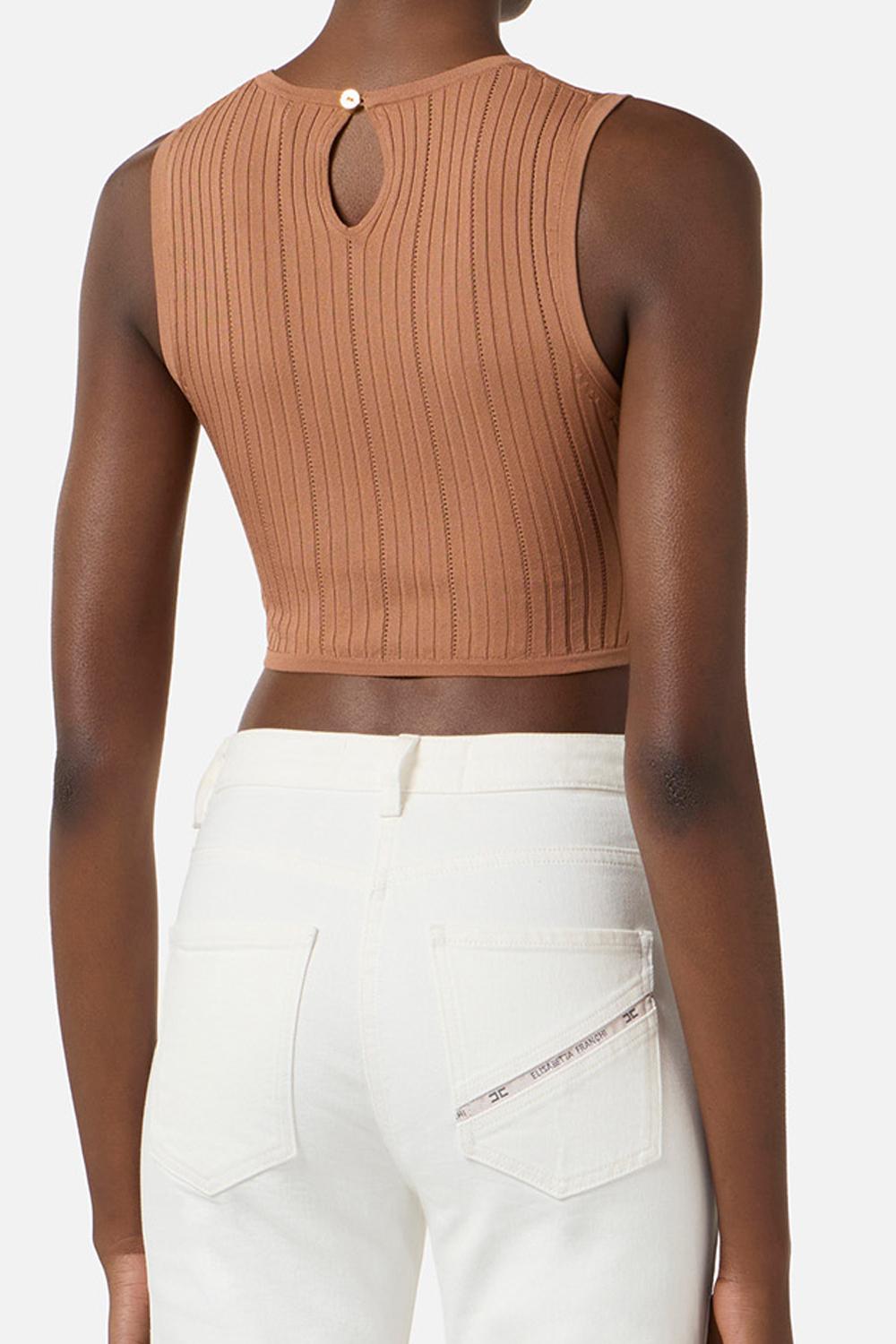 top in maglia con apertura al centro TK76S 61E3600 Elisabetta Franchi 