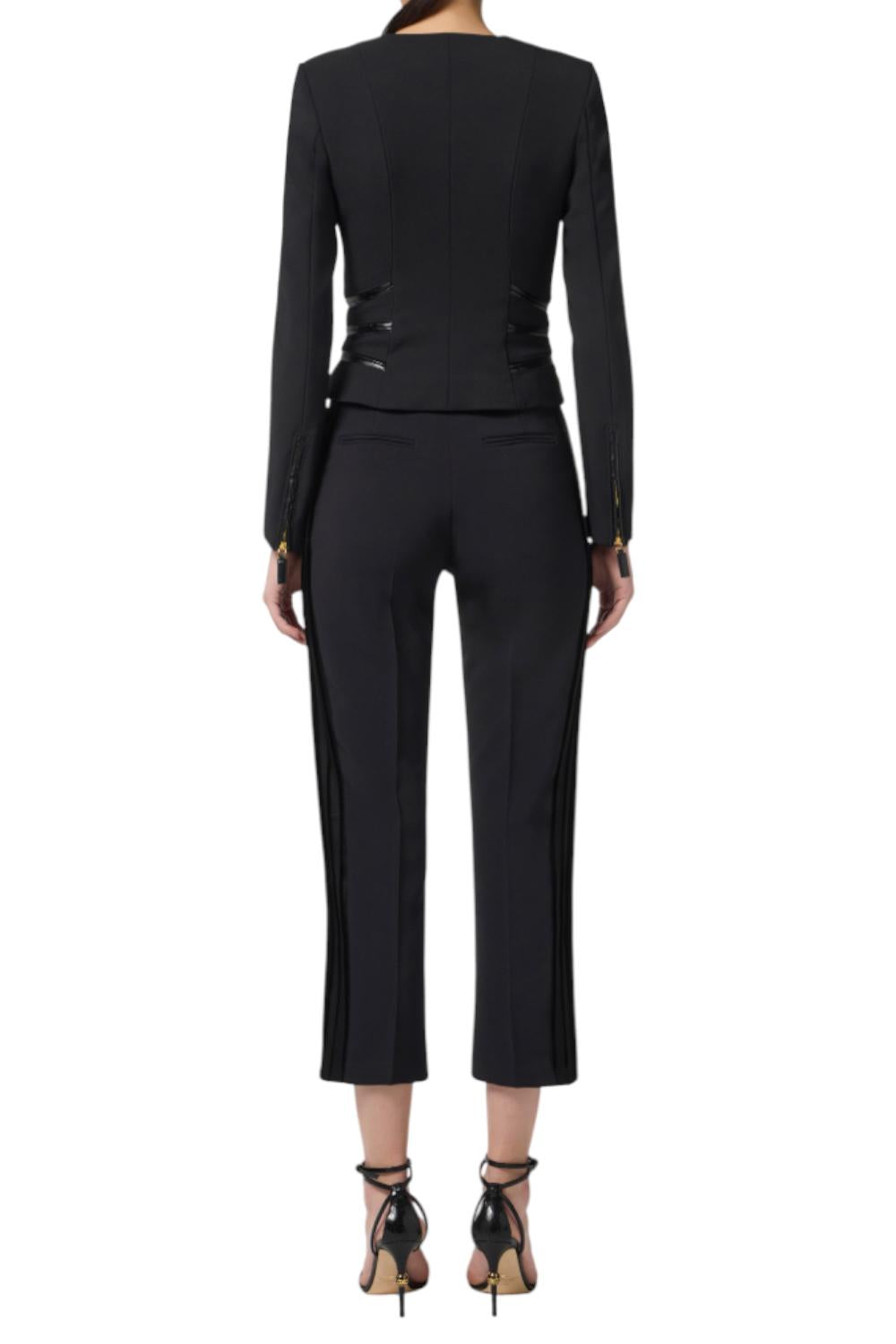 Giacca in doppio crêpe con dettagli zip<BR/> GI173 56E2110 Elisabetta Franchi 