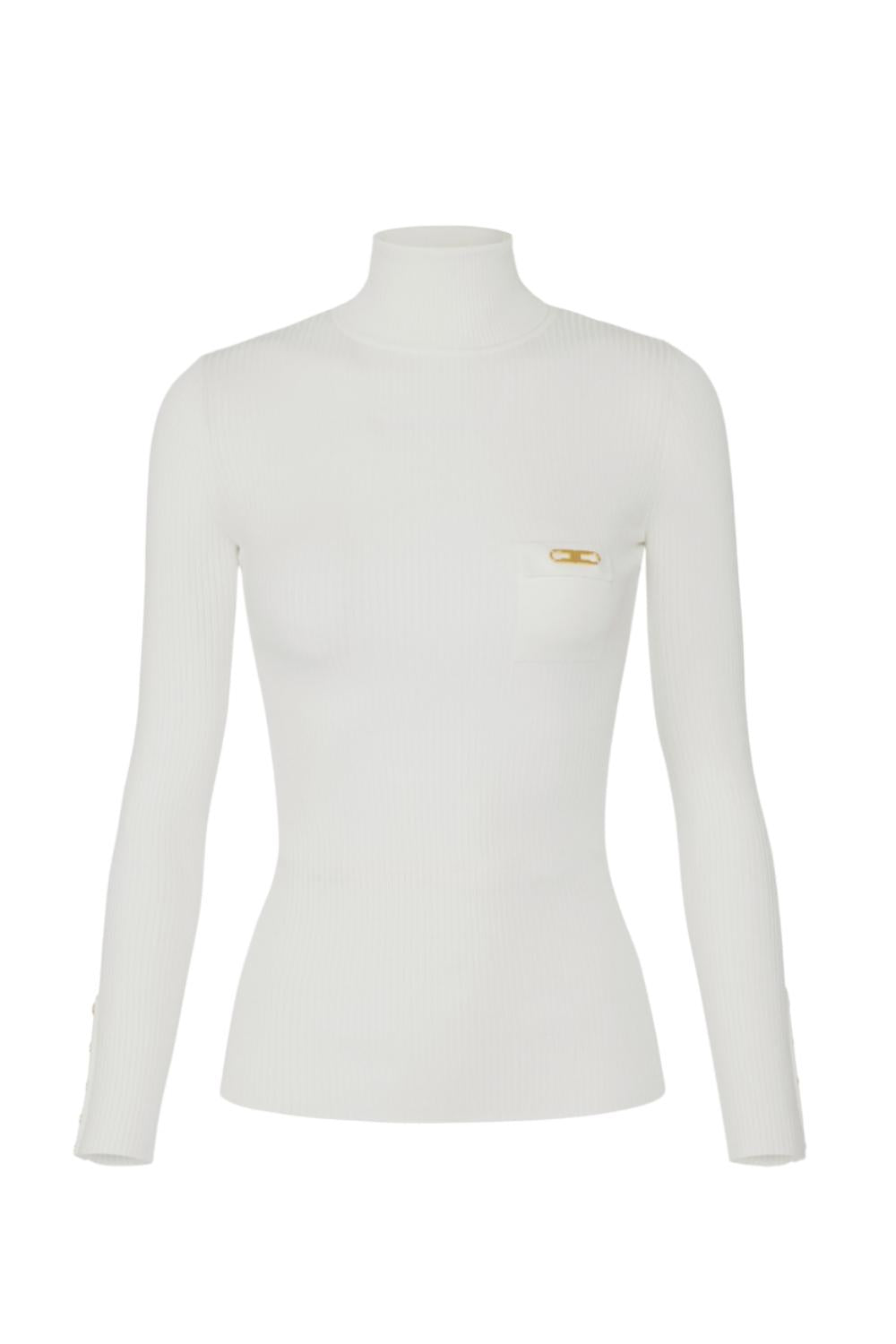 Maglia a costine con taschino<BR/> MK11B 56E2360 Elisabetta Franchi 