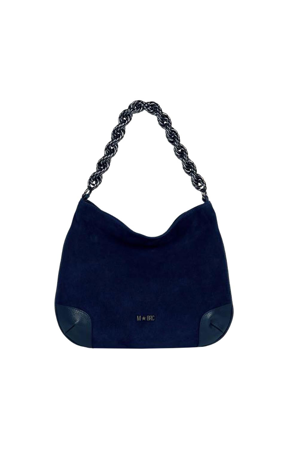 Borsa a Sacca in Pelle con Tracolla in Metallo Intrecciata G235 /CAM_BLU M Brc 