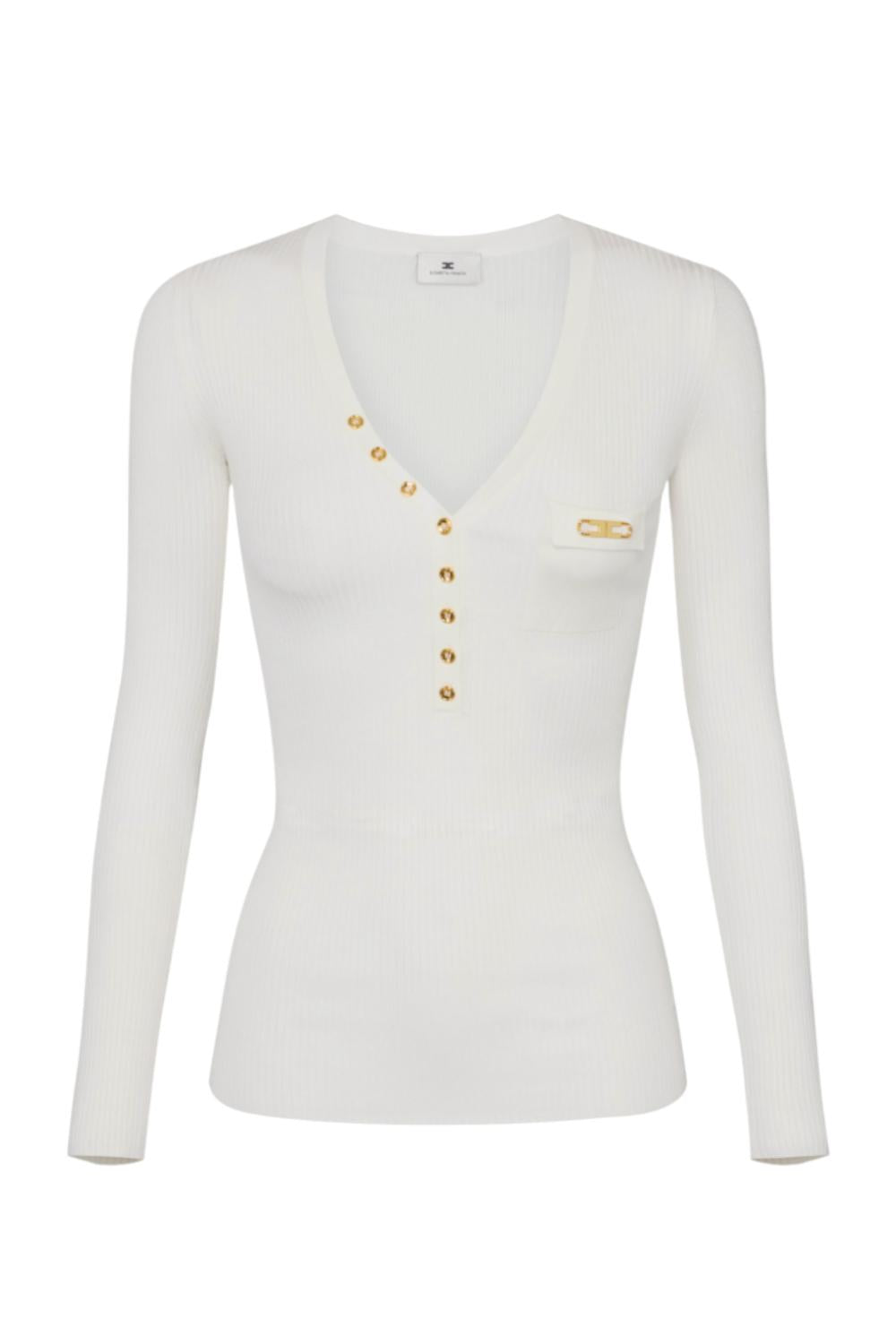 Maglia a costine con taschino<BR/> MK12B 56E2360 Elisabetta Franchi 
